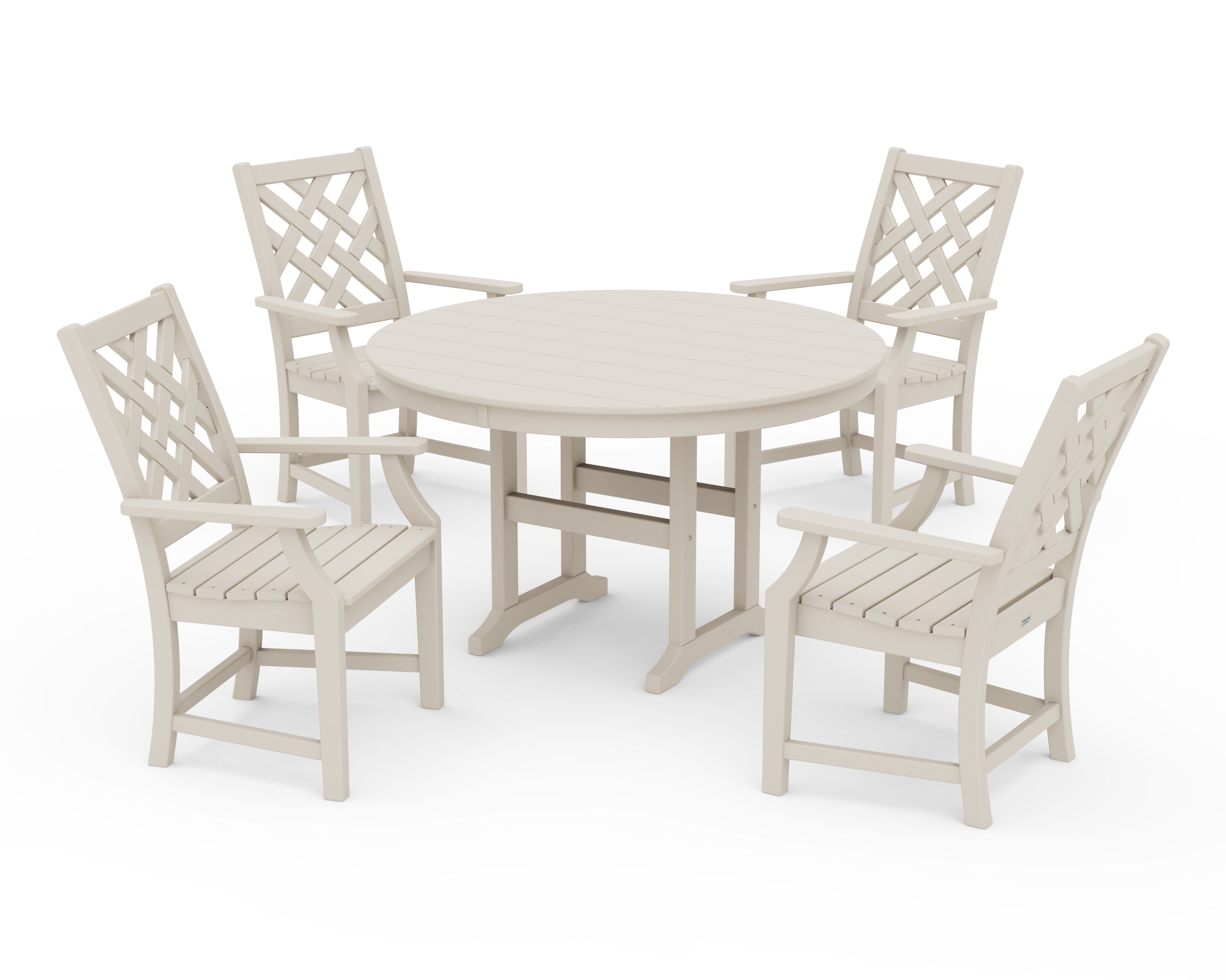 Country Living Wovendale 5-Piece Round Farmhouse Dining Set in Sand