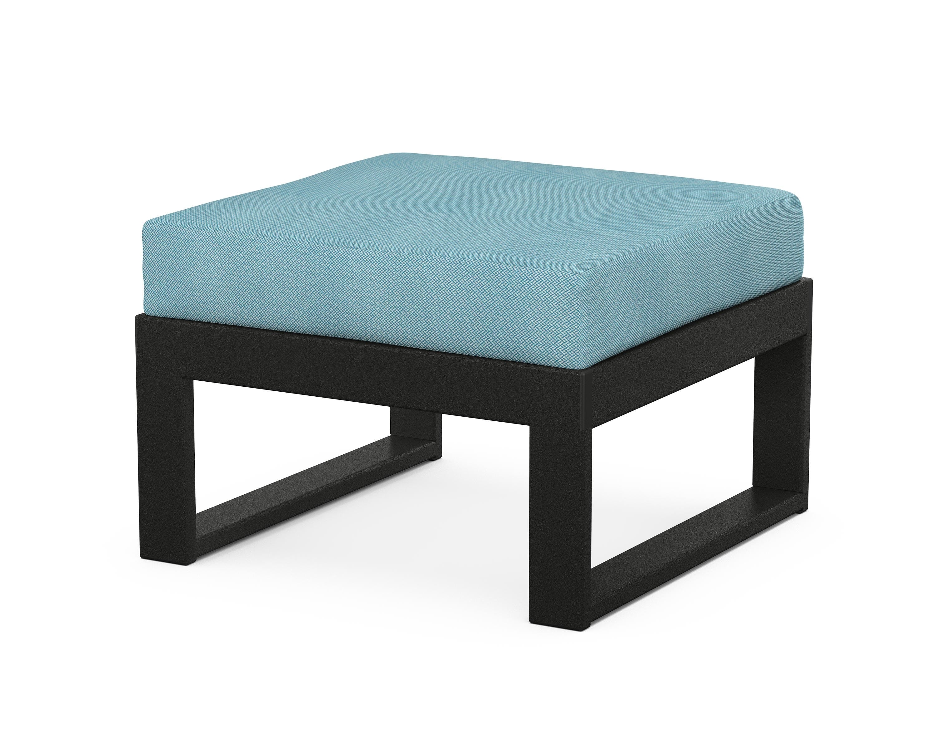 Unbranded Modular Ottoman - Modern in Black / Lattice Sky Blue