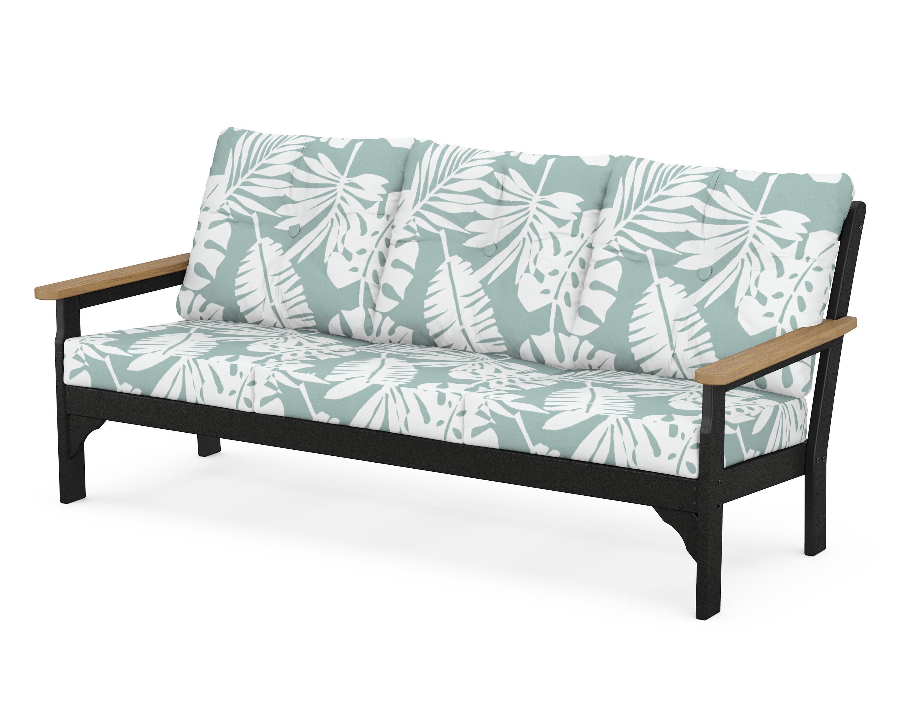 POLYWOOD® Vineyard Deep Seating Sofa in Black / Natural / Leaf Glacier Spa