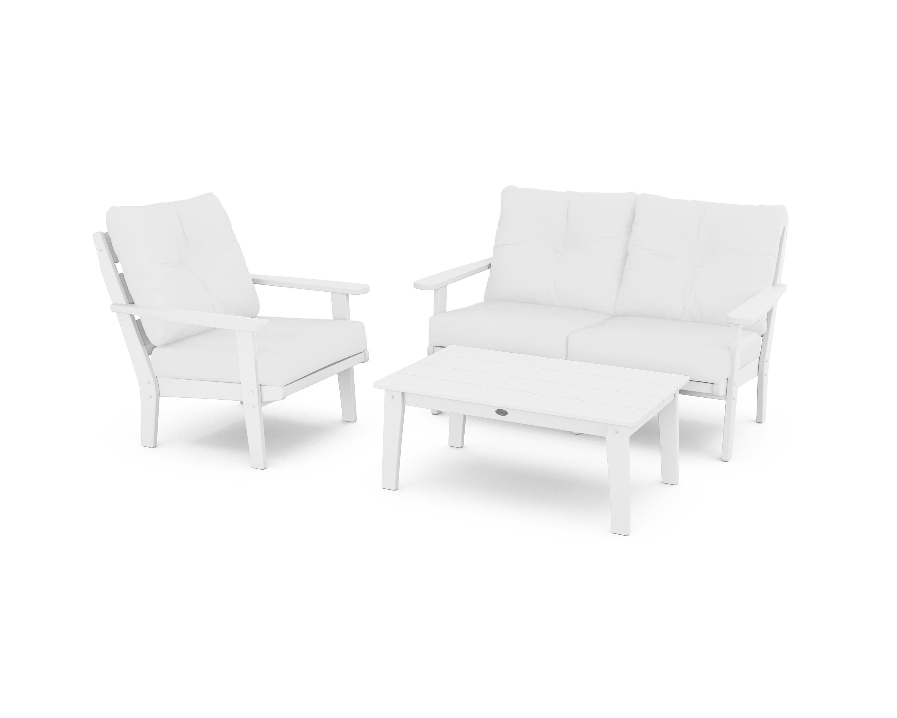 POLYWOOD® Lakeside 3-Piece Deep Seating Set in White / Natural