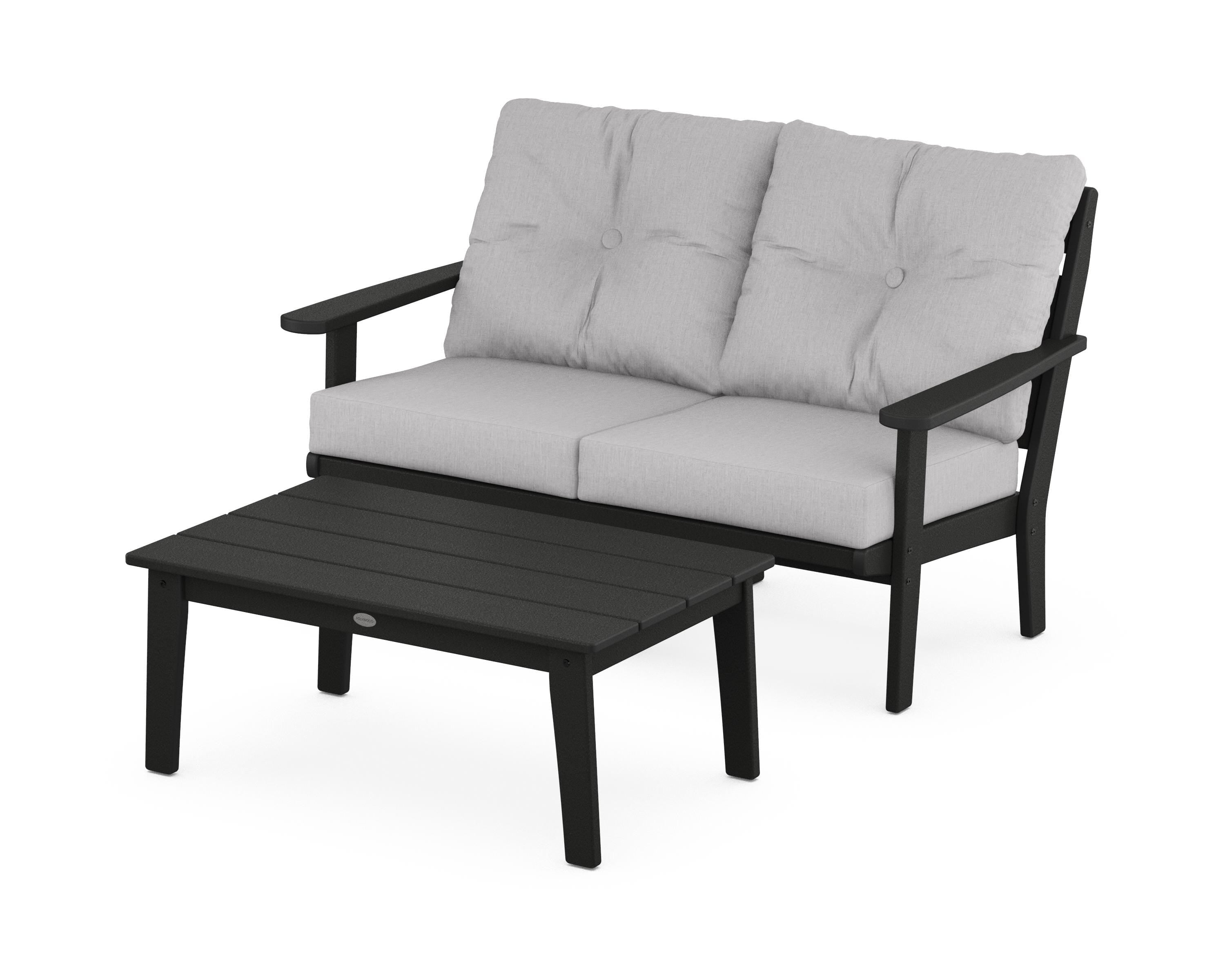 POLYWOOD® Lakeside 2-Piece Lounge Loveseat Set in Black / Granite
