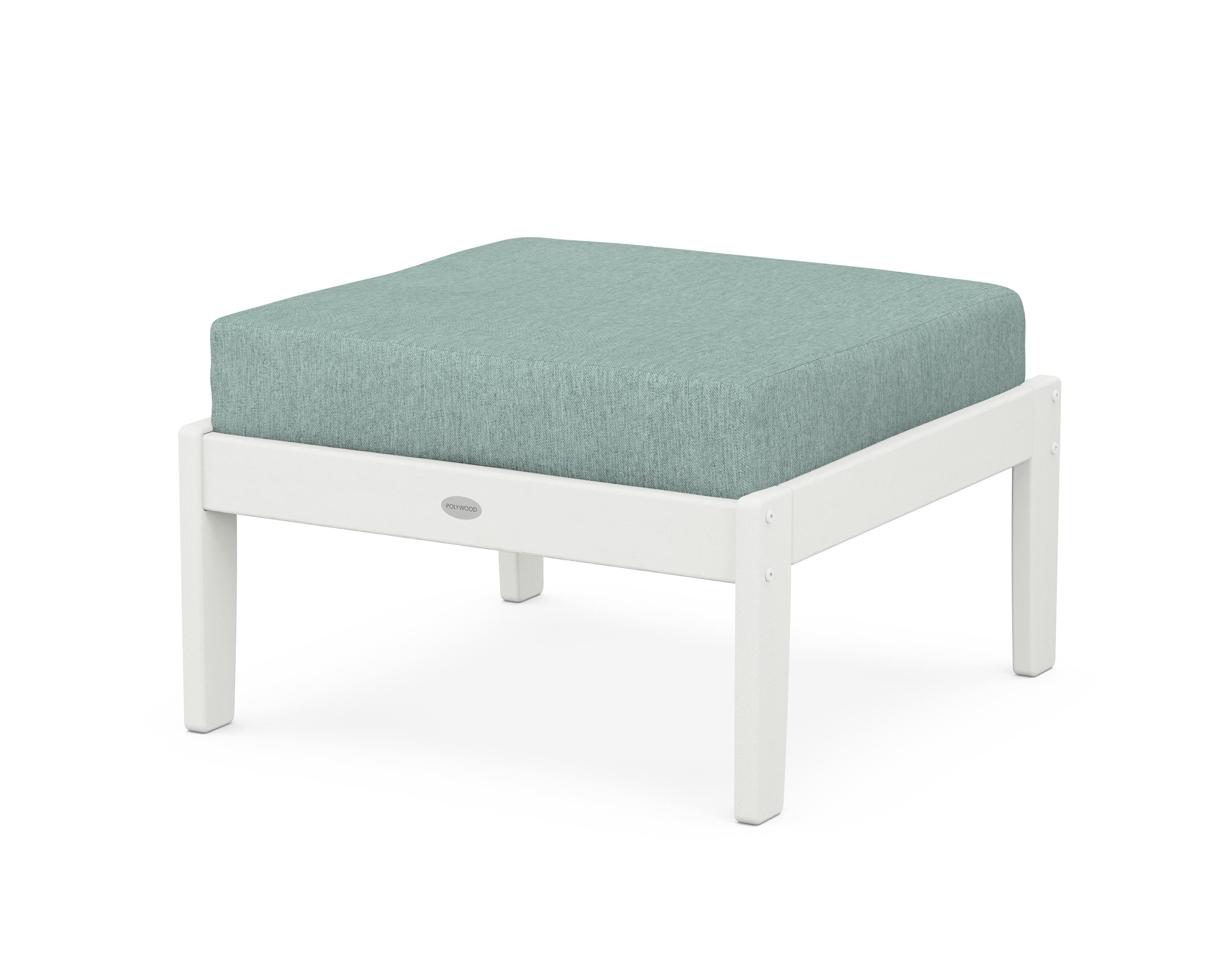 POLYWOOD® Braxton Deep Seating Ottoman in Vintage White / Glacier Spa