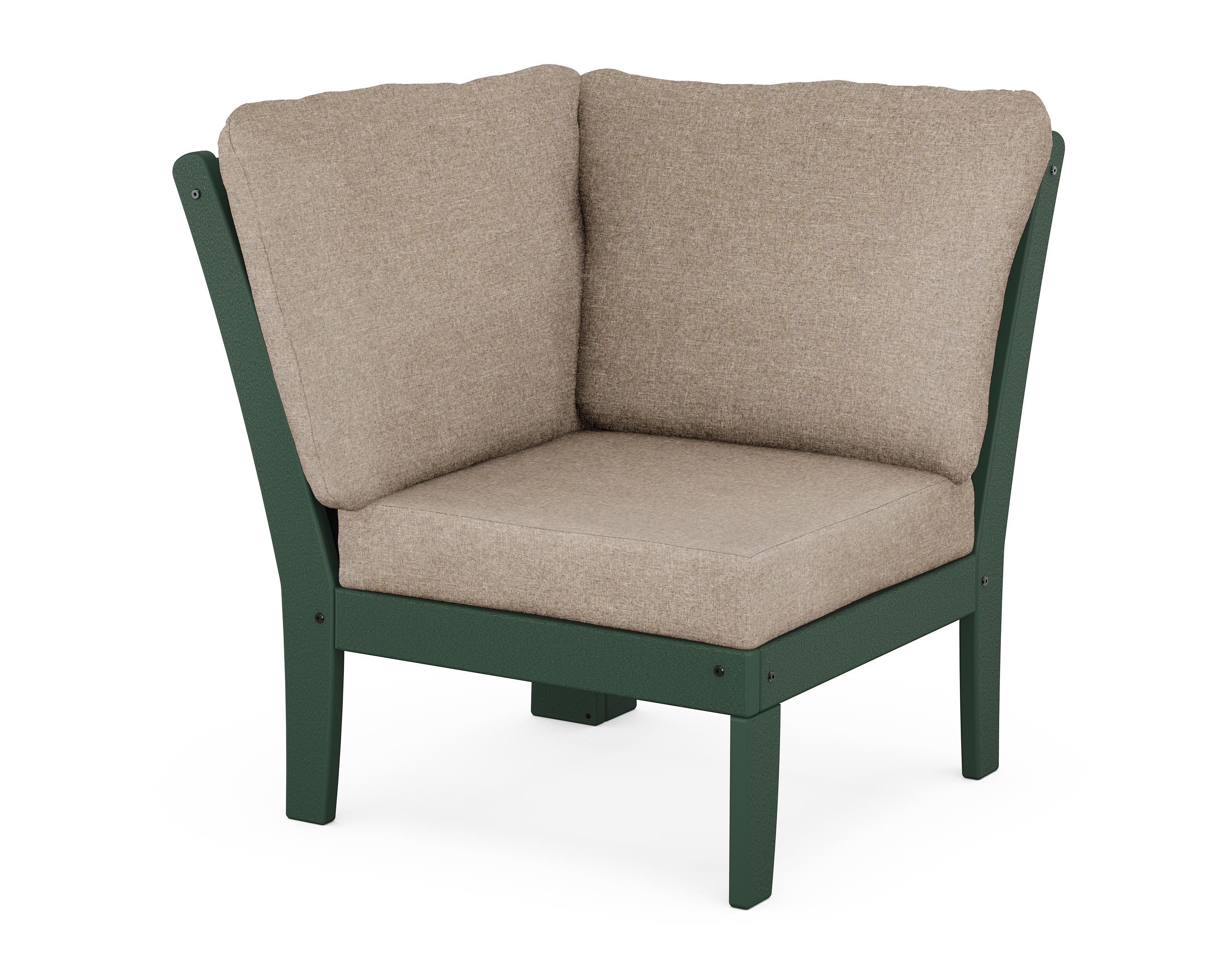 POLYWOOD® Braxton Modular Corner Chair in Green / Spiced Burlap