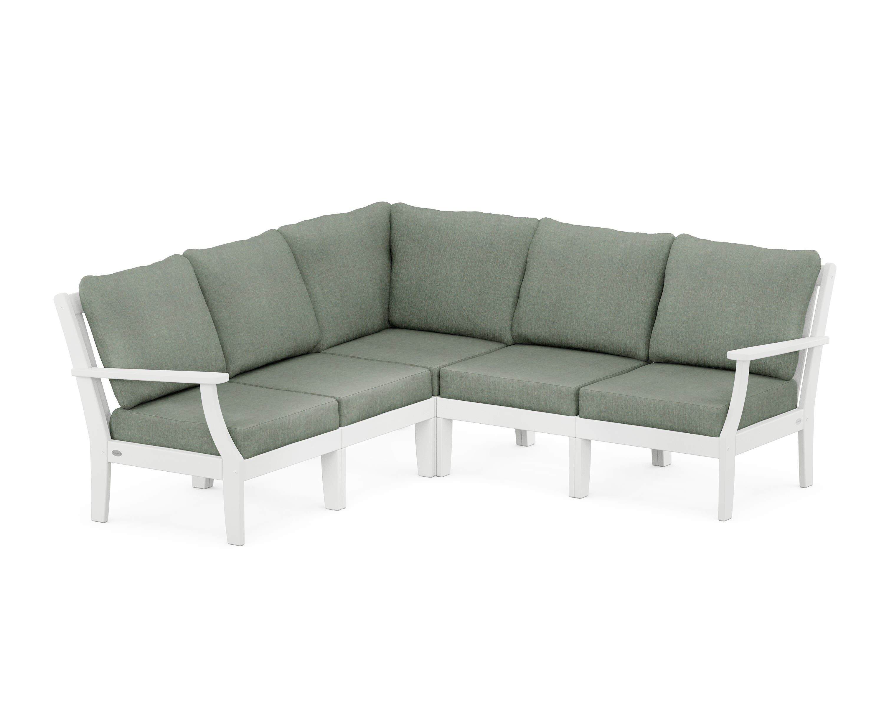 POLYWOOD® Braxton Modular 5-Piece Deep Seating Set in White / Cast Sage