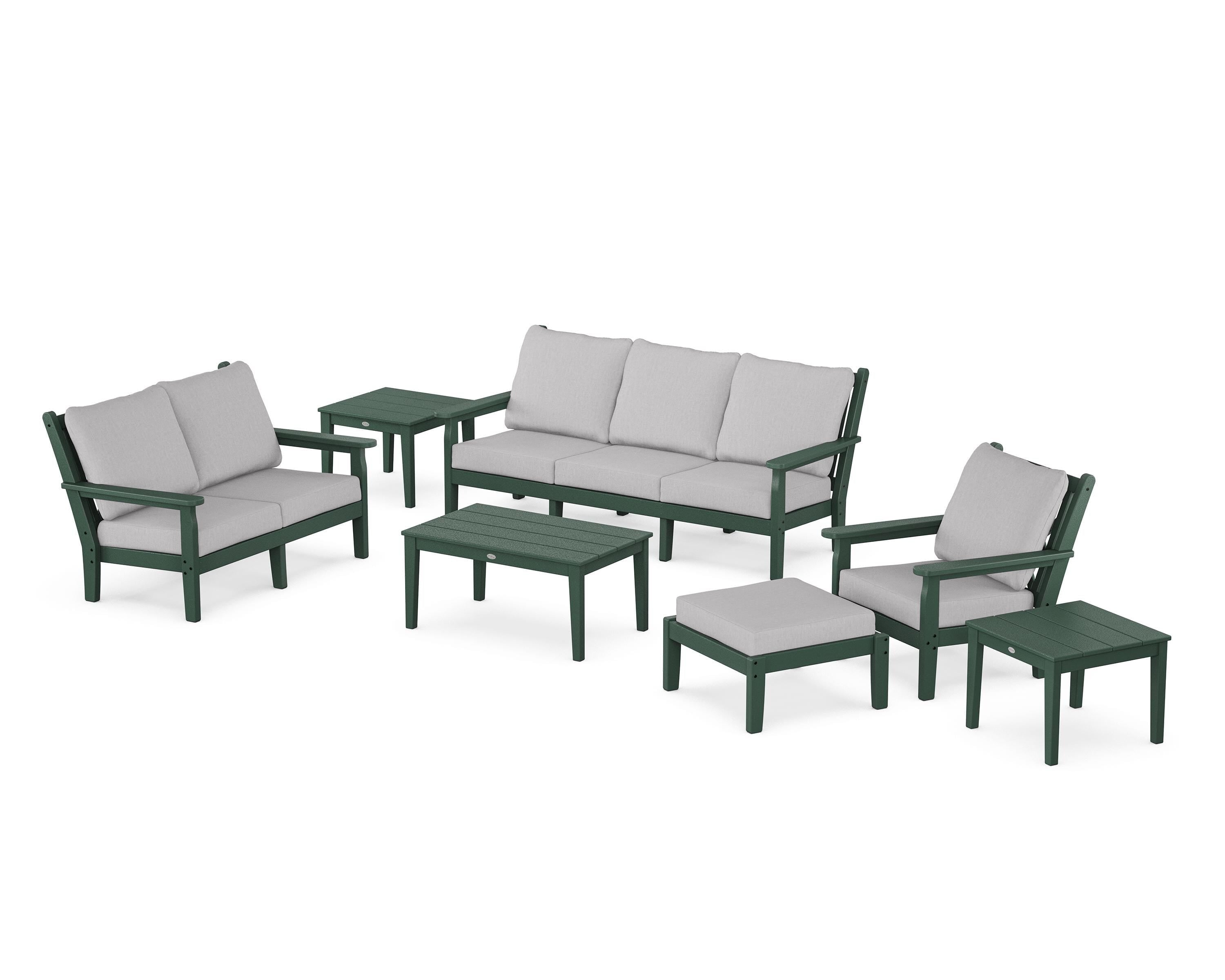 POLYWOOD® Chippendale 7-Piece Deep Seating Set in Green / Granite