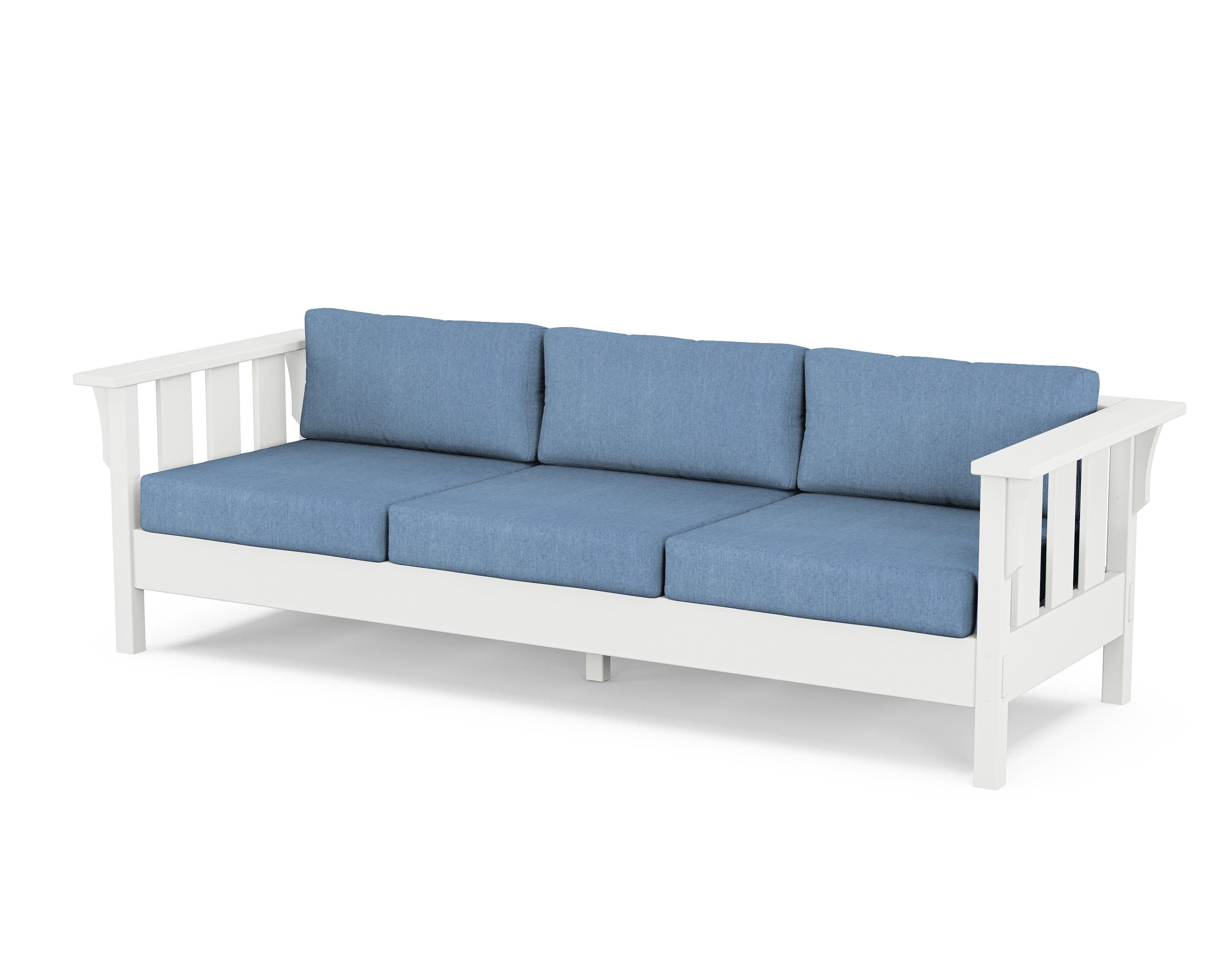 Martha Stewart by POLYWOOD® Acadia Deep Seating Sofa in White / Sky Blue