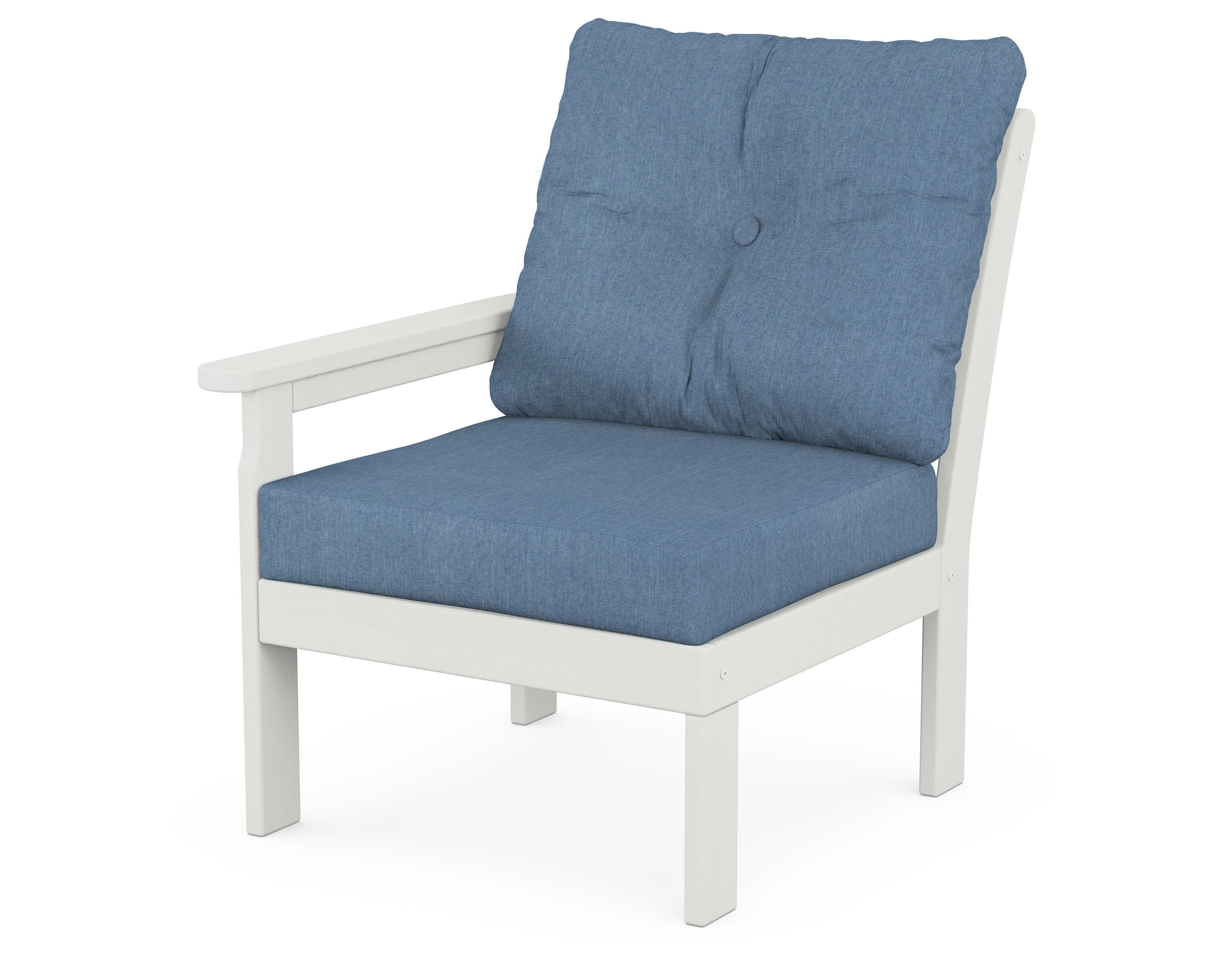 POLYWOOD® Vineyard Modular Left Arm Chair in Vintage White / Sky Blue