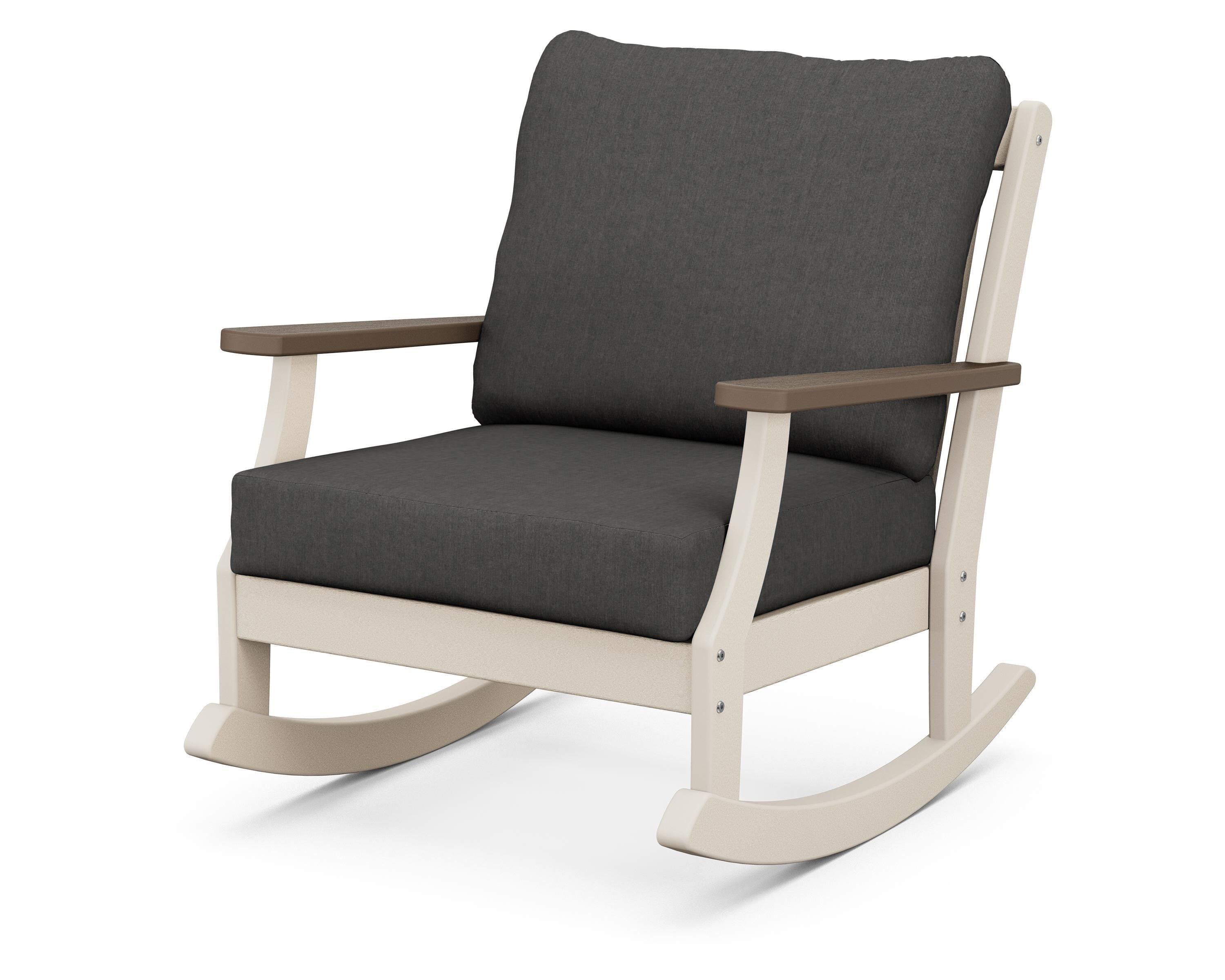 POLYWOOD® Braxton Deep Seating Rocking Chair in Sand / Kona / Spectrum Carbon