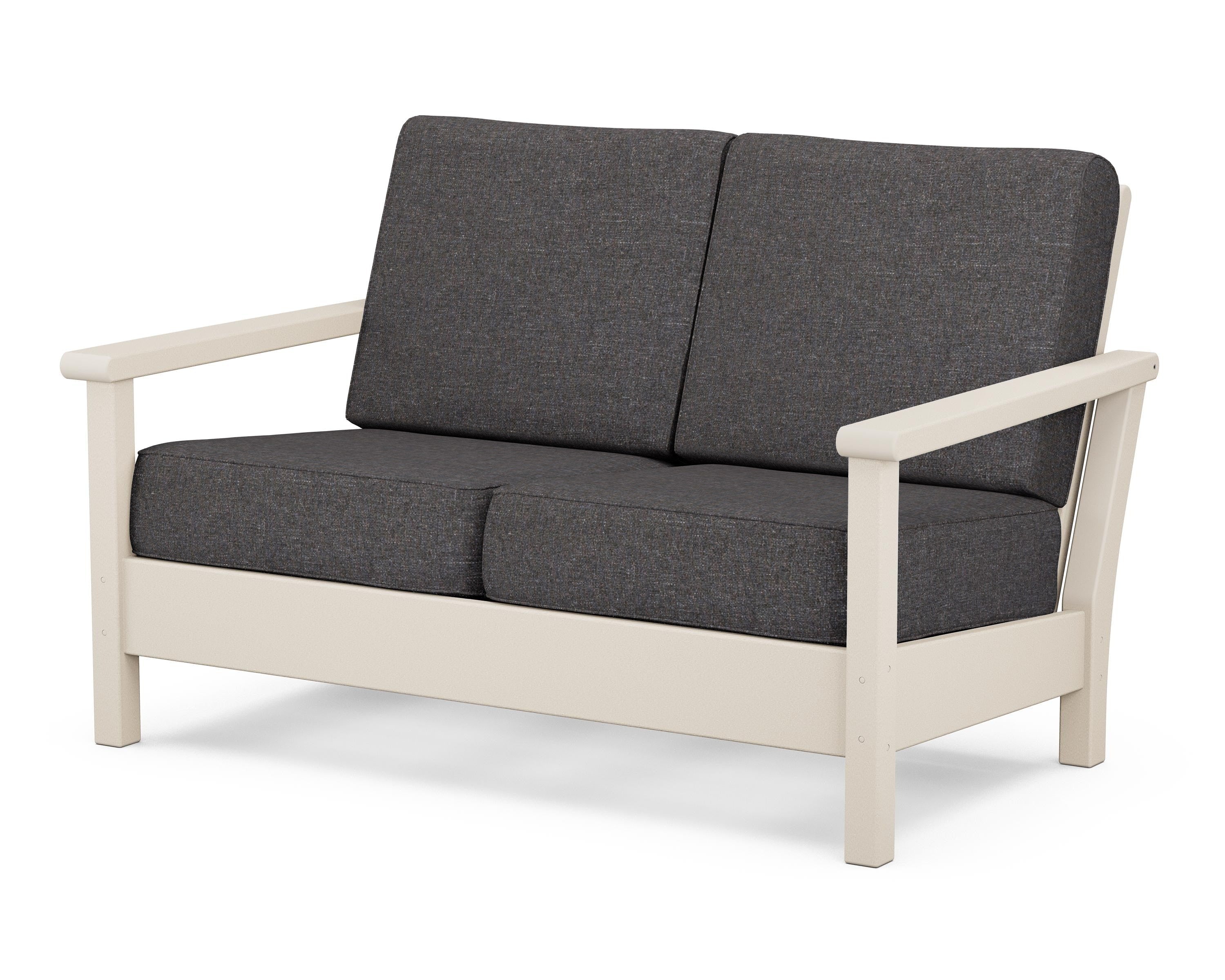 POLYWOOD® Harbour Deep Seating Loveseat in Sand / Ash Charcoal