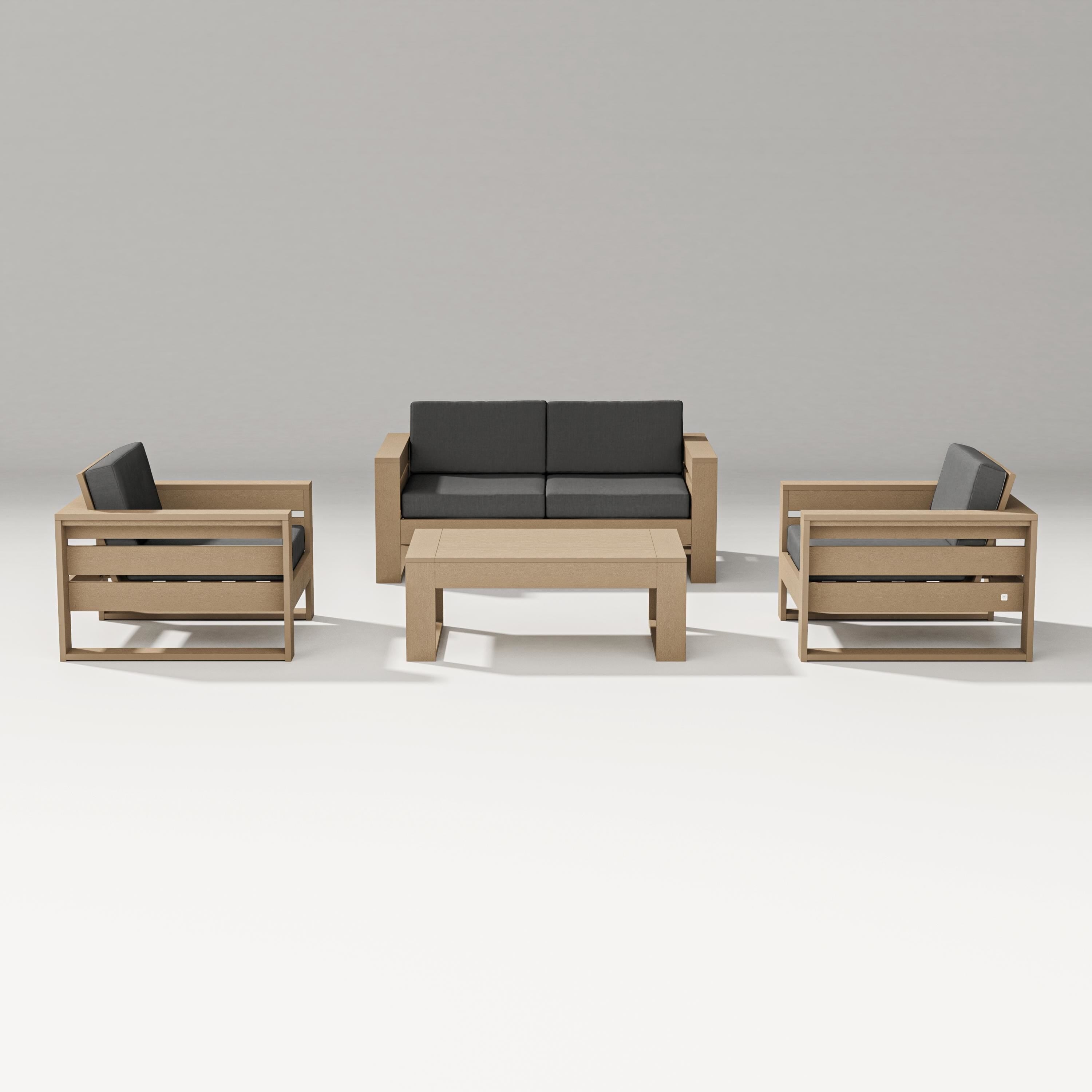 PW Designer Series Latitude 4-Piece Lounge Loveseat Set in Vintage Sahara / Spectrum Carbon