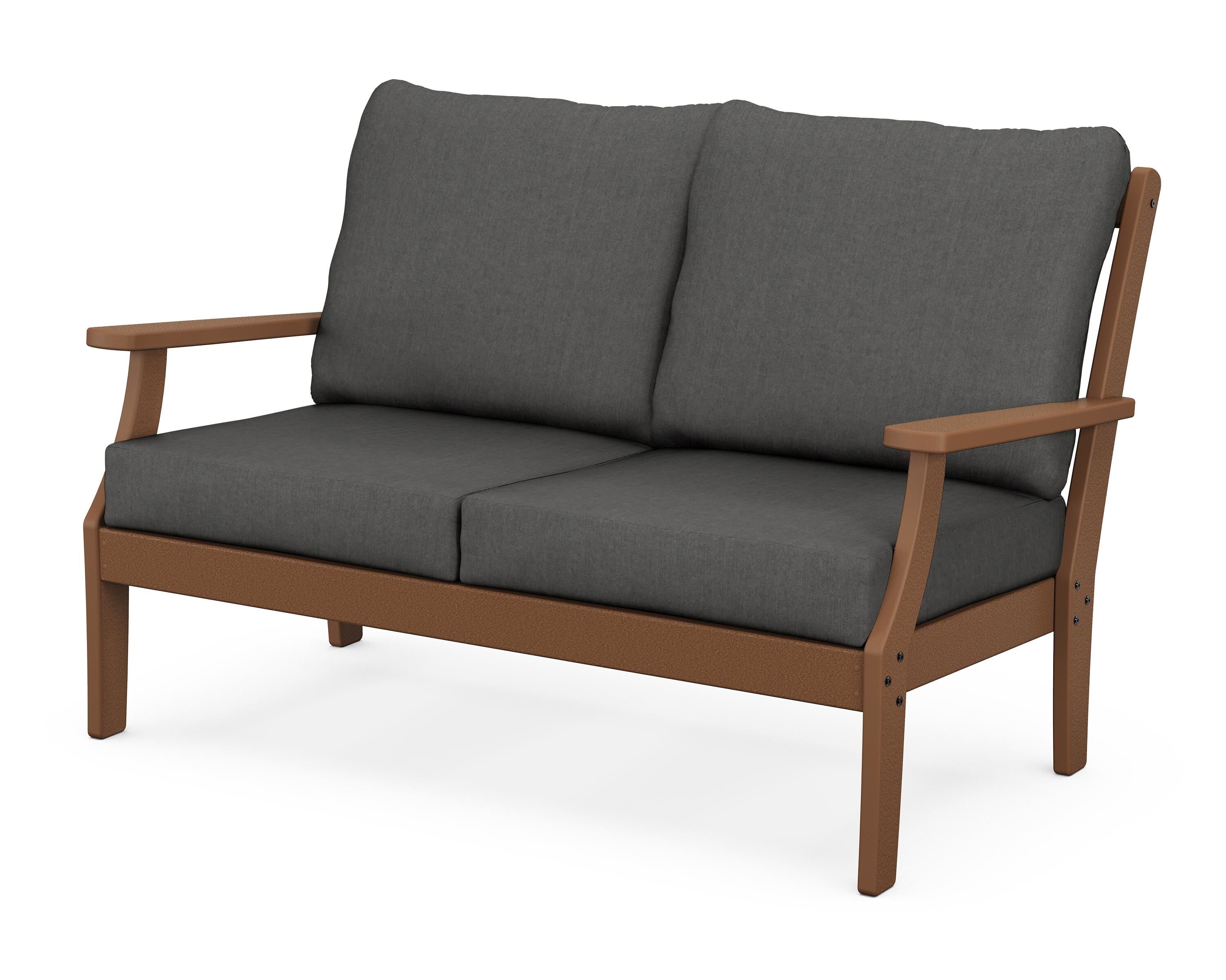 POLYWOOD® Braxton Deep Seating Loveseat in Teak / Spectrum Carbon