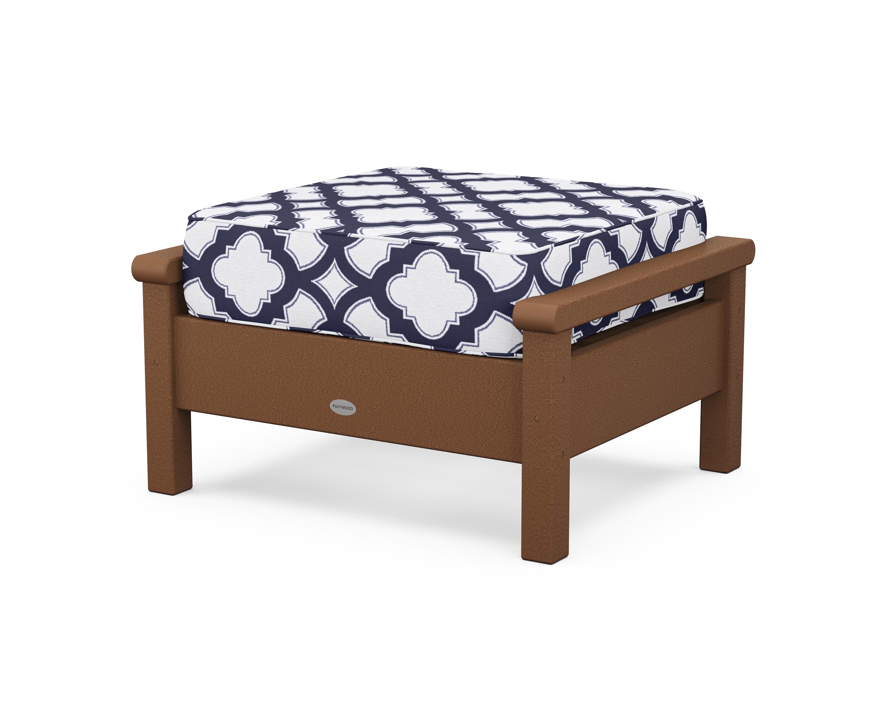 POLYWOOD® Harbour Deep Seating Ottoman in Teak / Trellis Navy