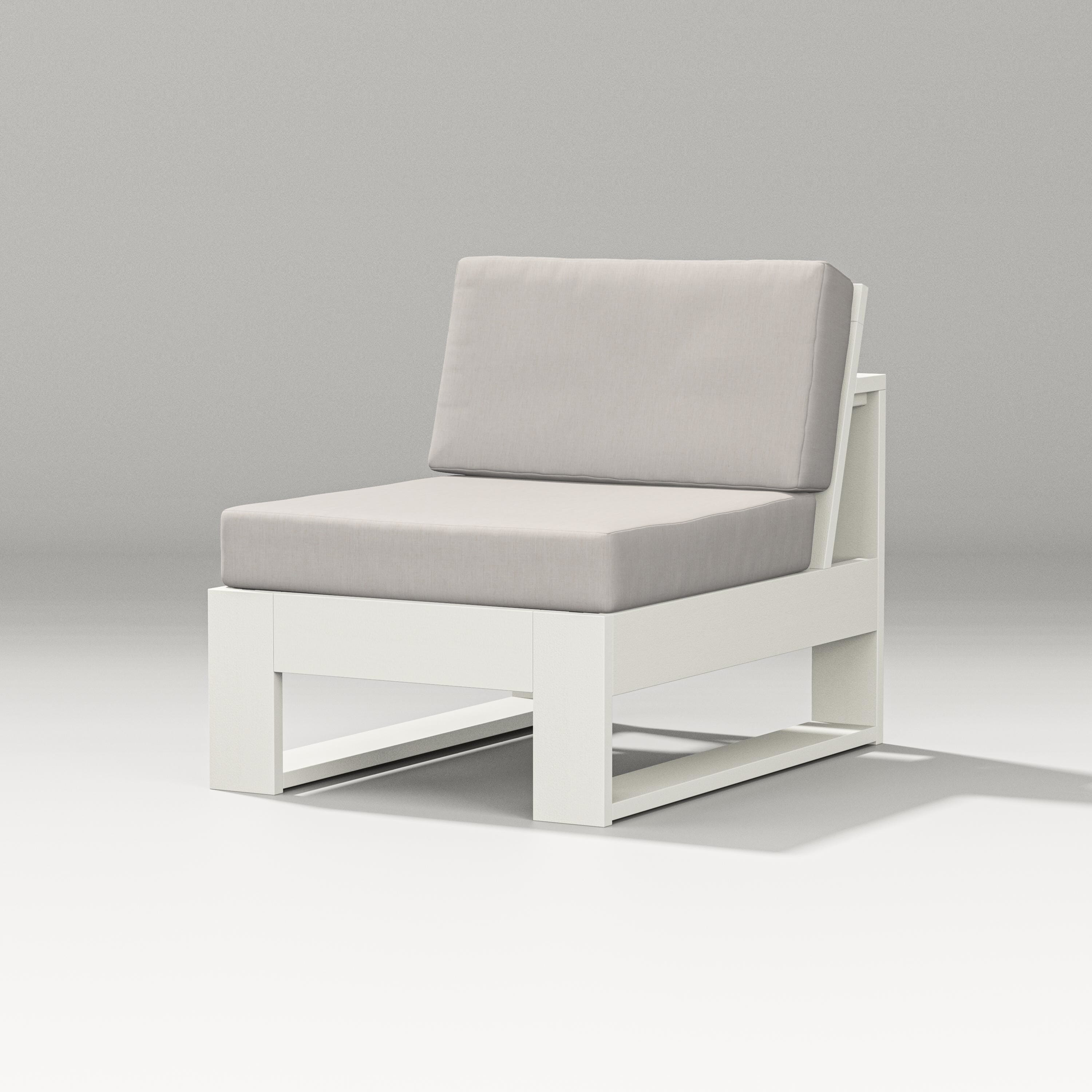 PW Designer Series Latitude Modular Armless Chair in Vintage White / Cast Ash