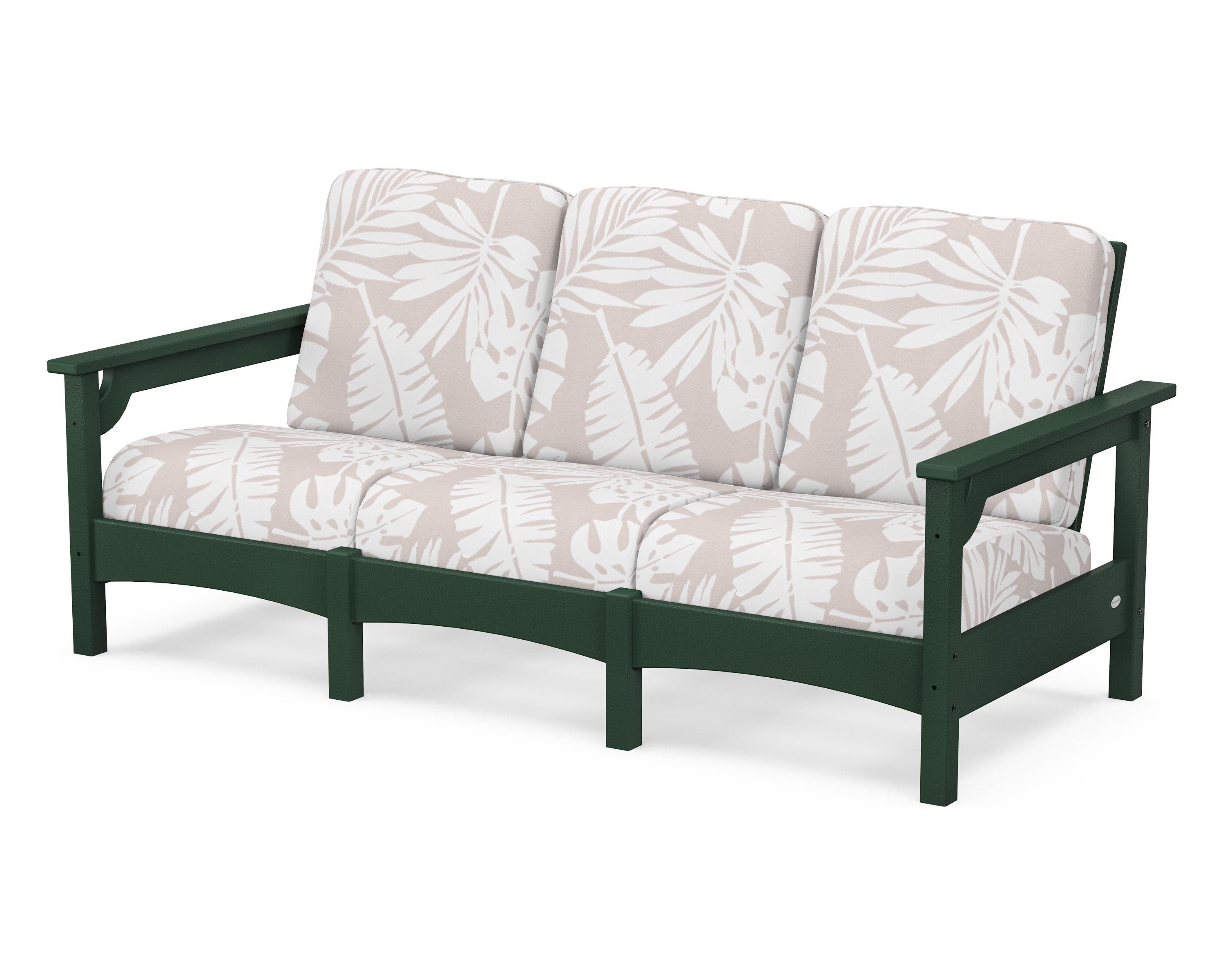POLYWOOD® Club Sofa in Green / Leaf Dune Burlap