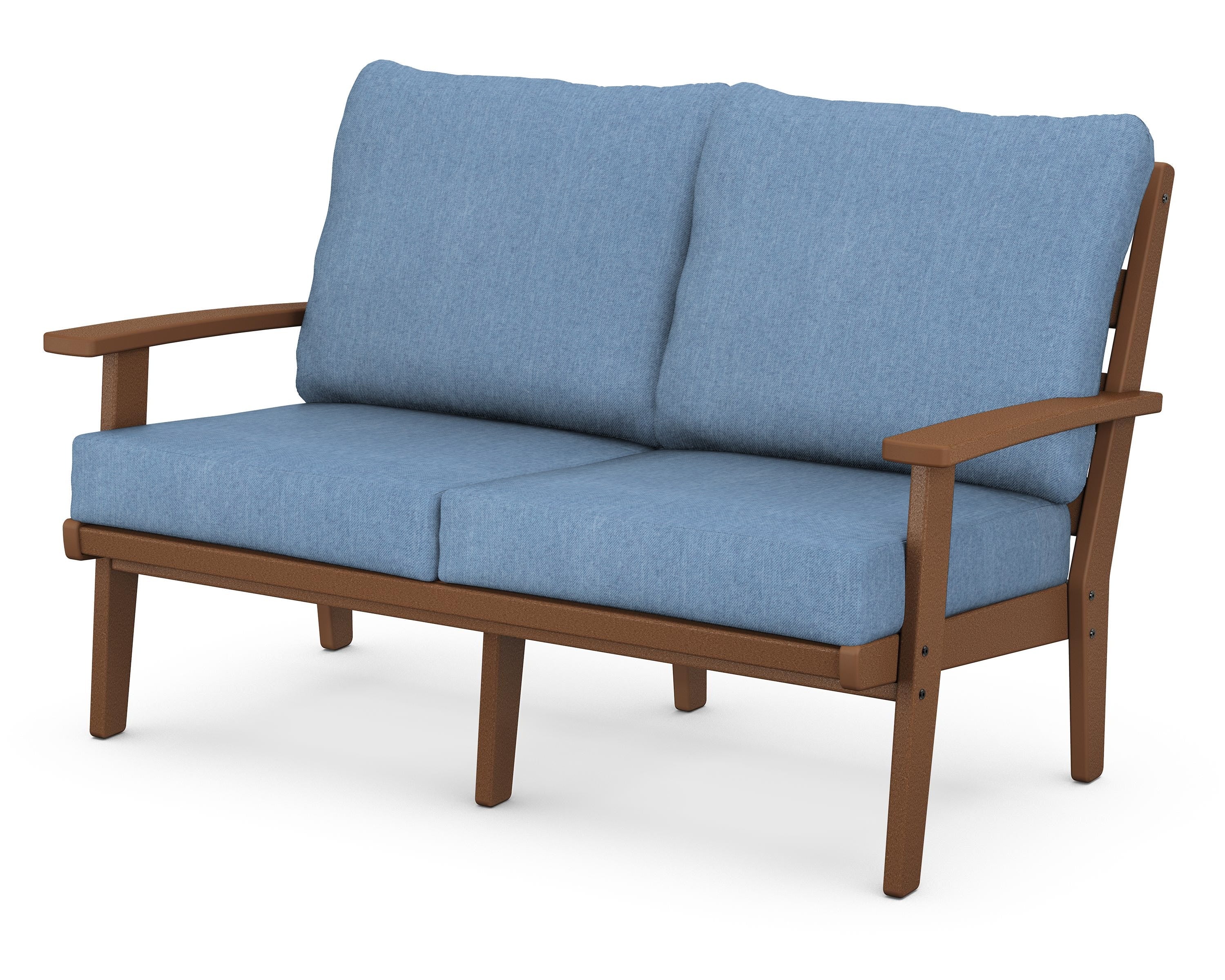 POLYWOOD® Grant Park Deep Seating Loveseat in Teak / Sky Blue