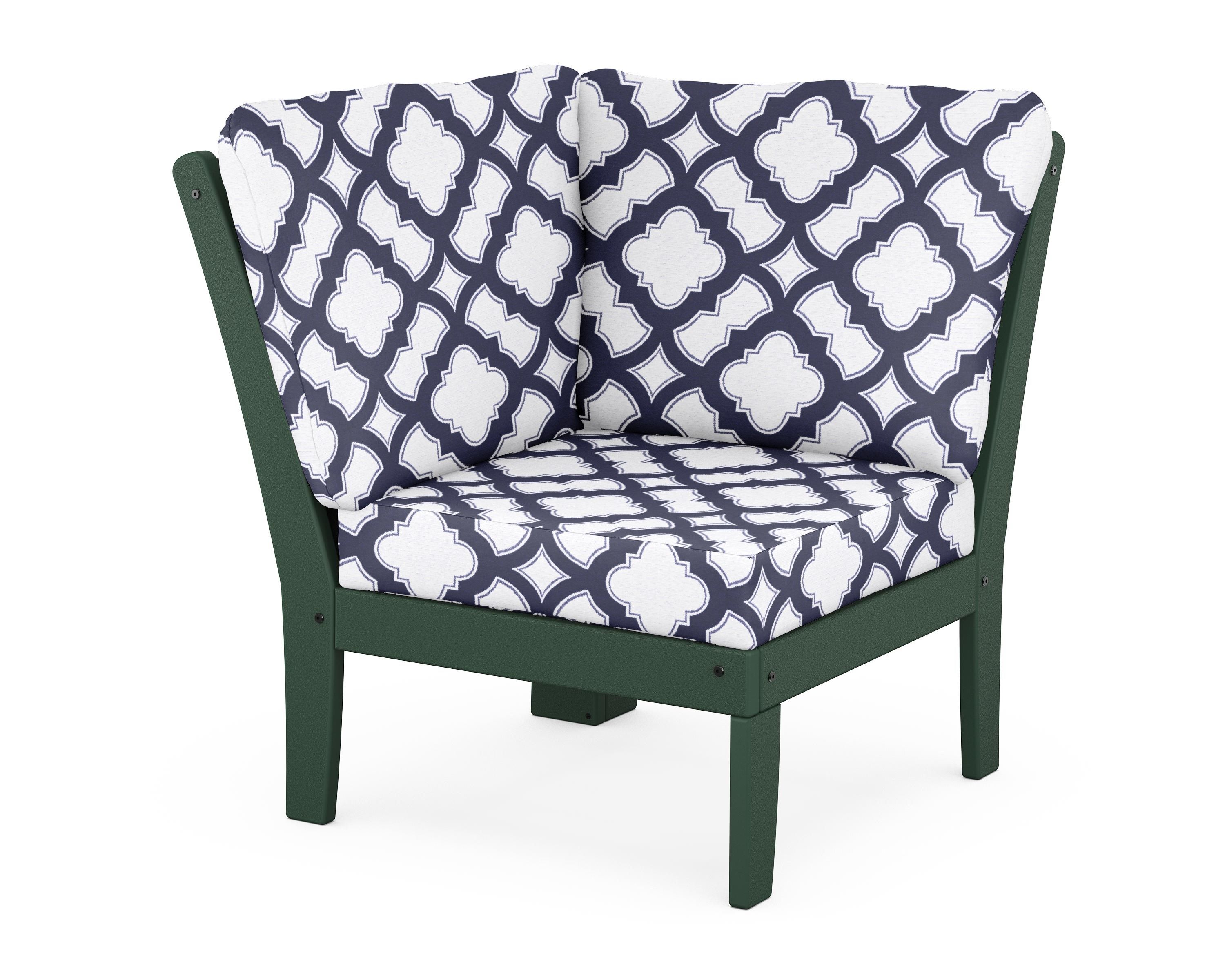 POLYWOOD® Braxton Modular Corner Chair in Green / Trellis Navy