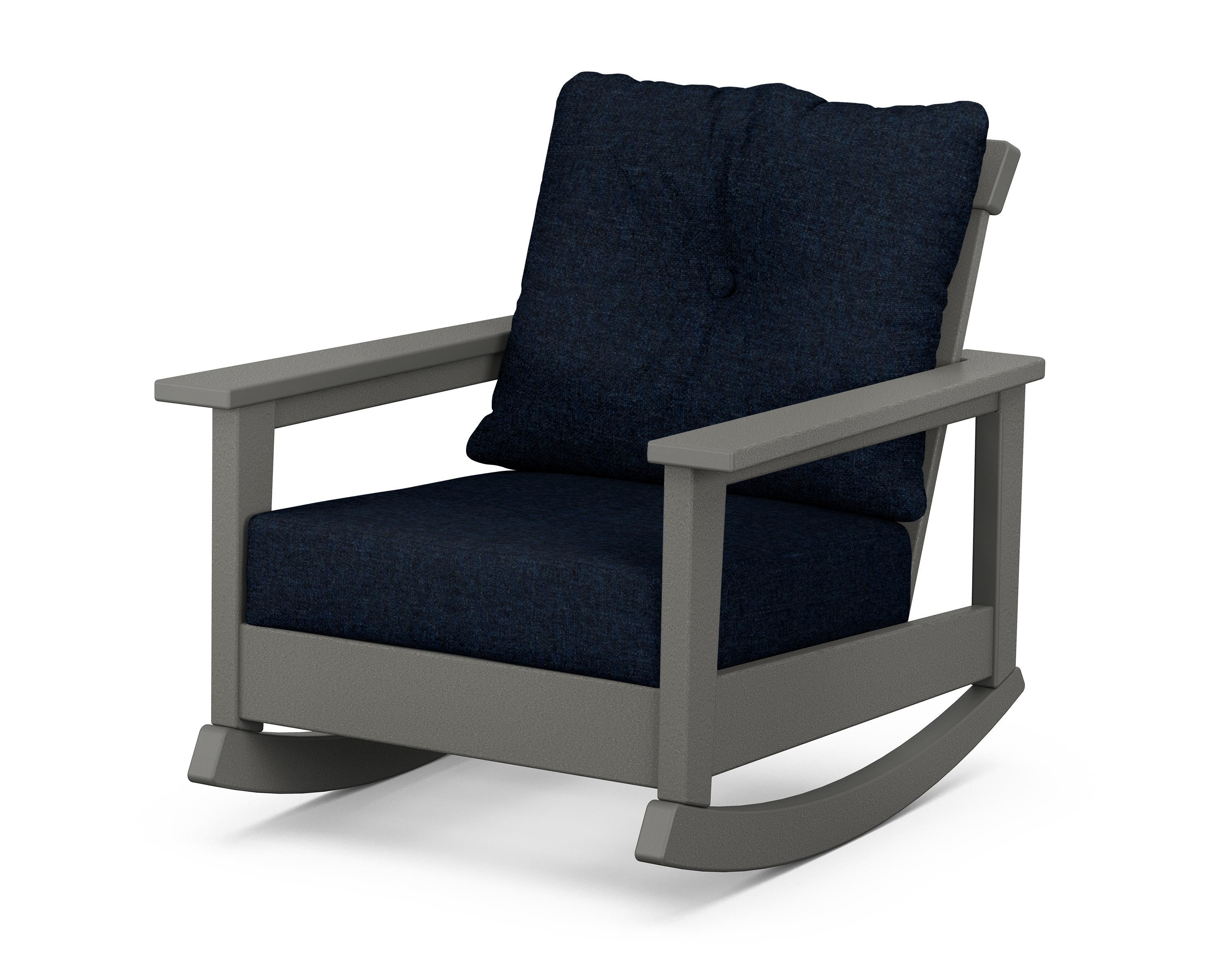 POLYWOOD® Prescott Deep Seating Rocking Chair in Slate Grey / Marine Indigo