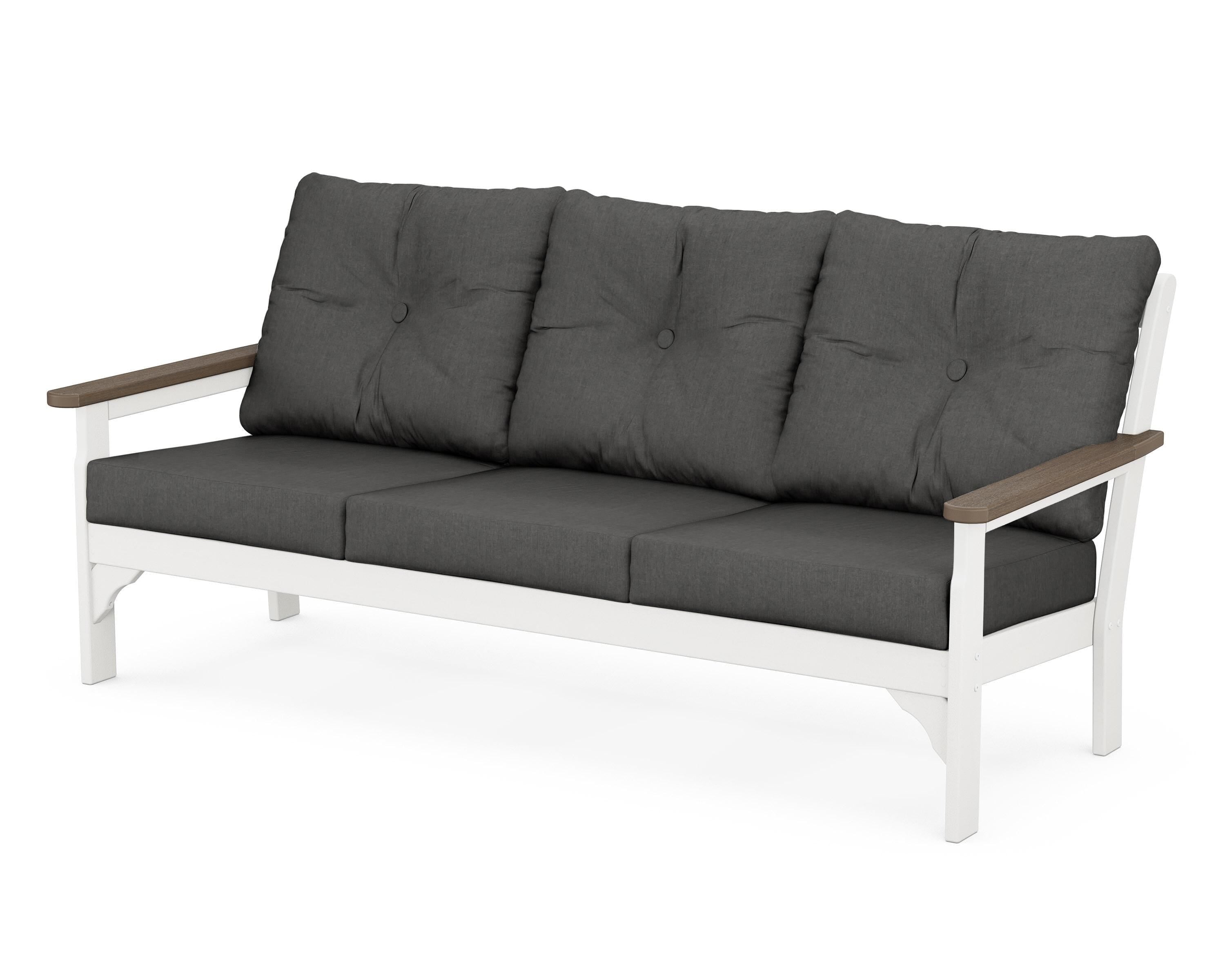 POLYWOOD® Vineyard Deep Seating Sofa in White / Kona / Spectrum Carbon