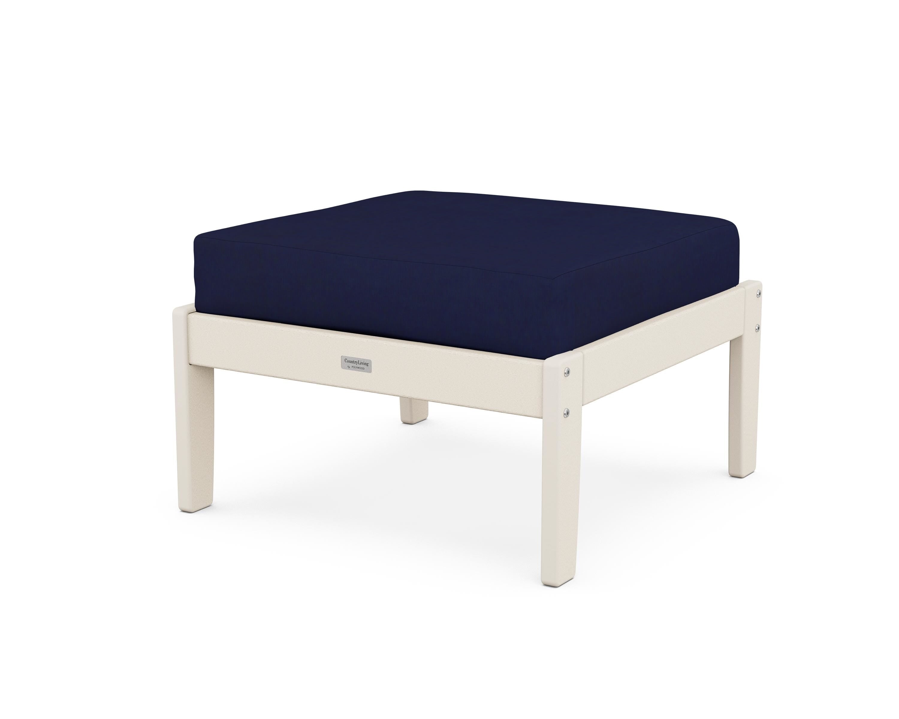 Country Living Cottage Deep Seating Ottoman in Sand / Navy
