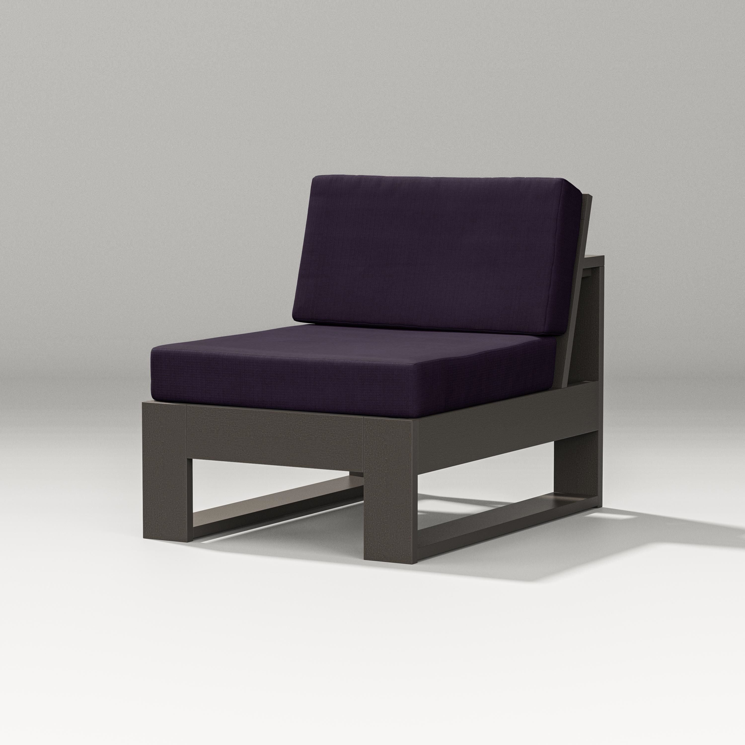 PW Designer Series Latitude Modular Armless Chair in Vintage Coffee / Navy Linen