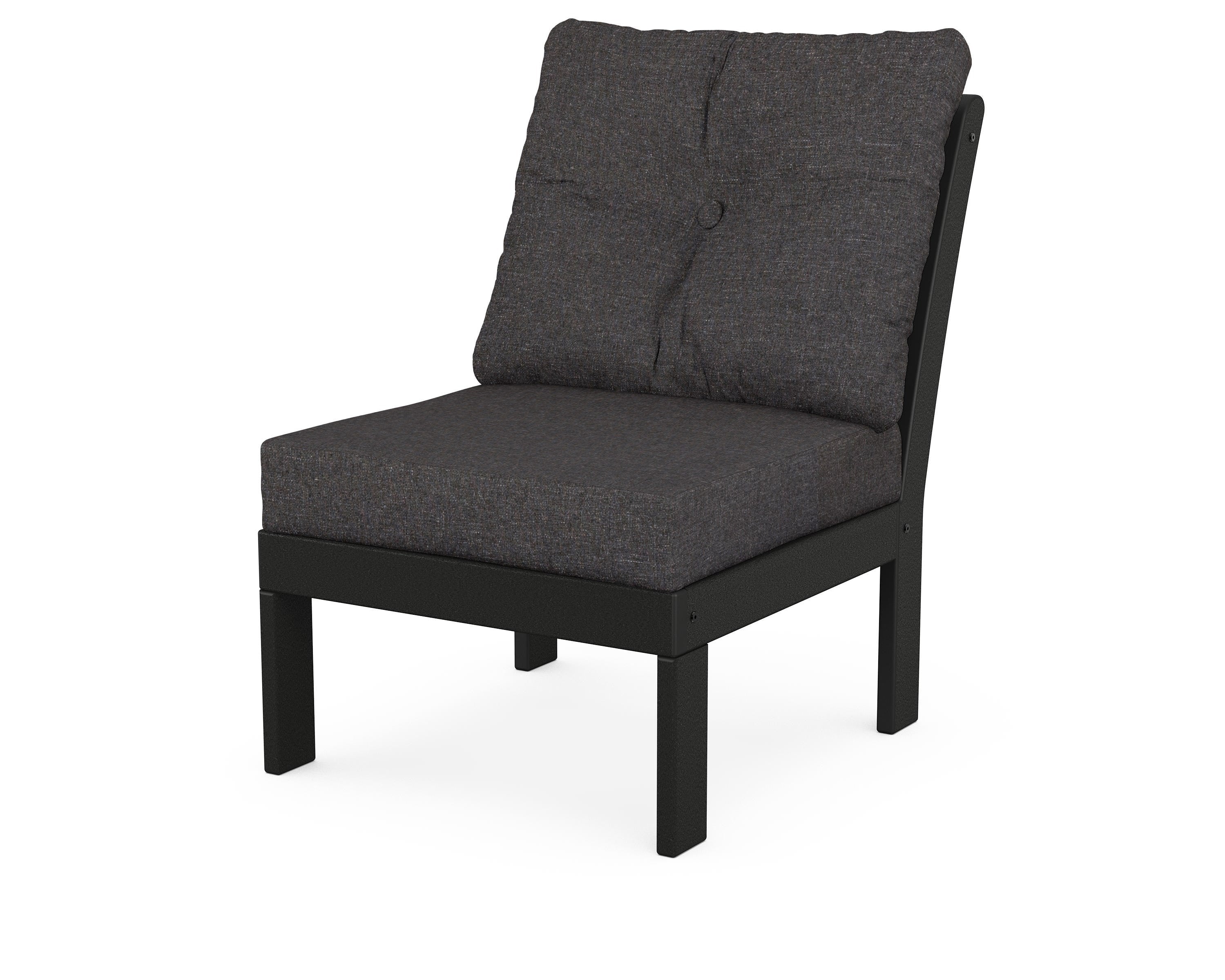 POLYWOOD® Vineyard Modular Armless Chair in Black / Ash Charcoal