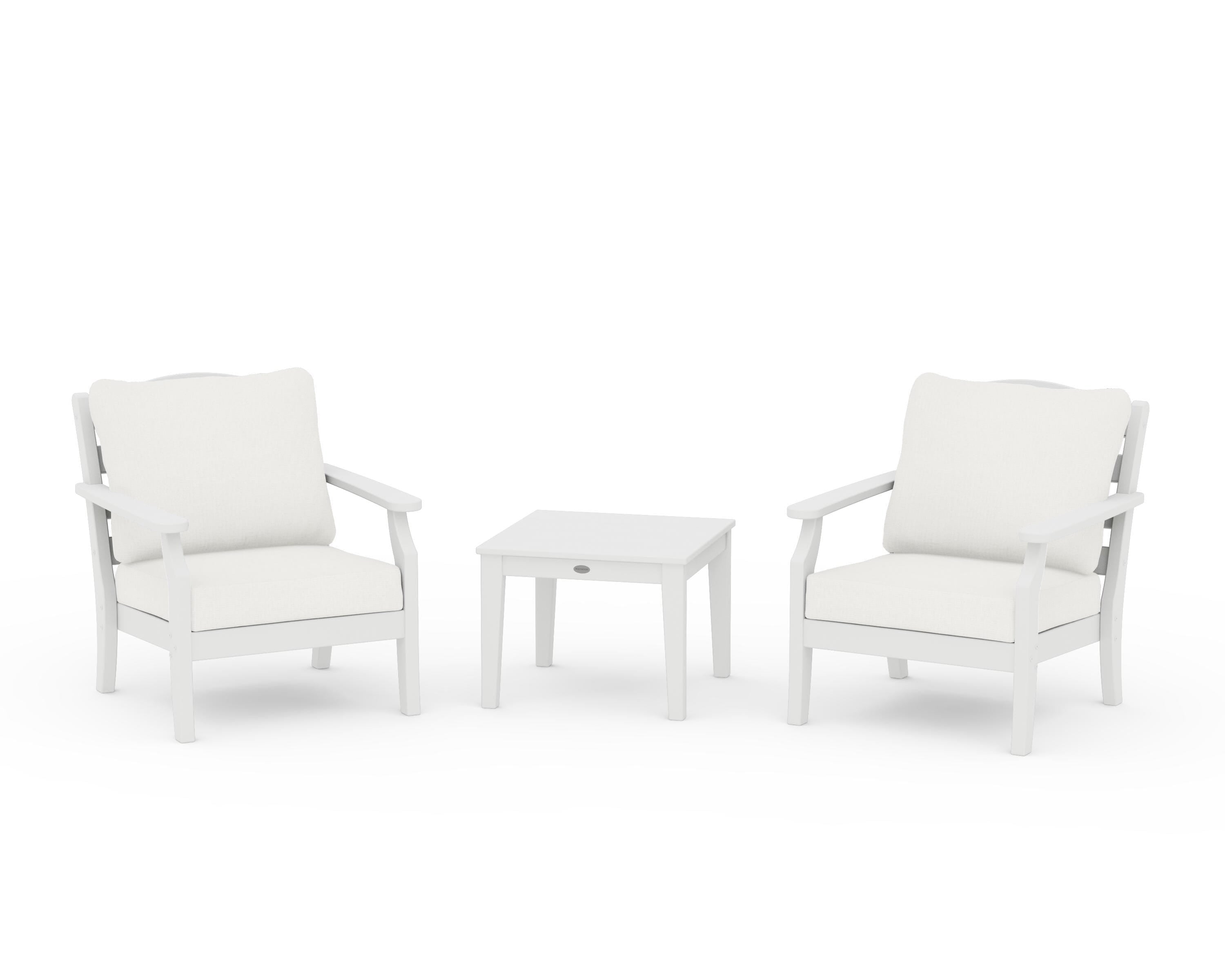 Draper James™ by POLYWOOD® Savannah 3-Piece Deep Seating Set in White / Natural Linen