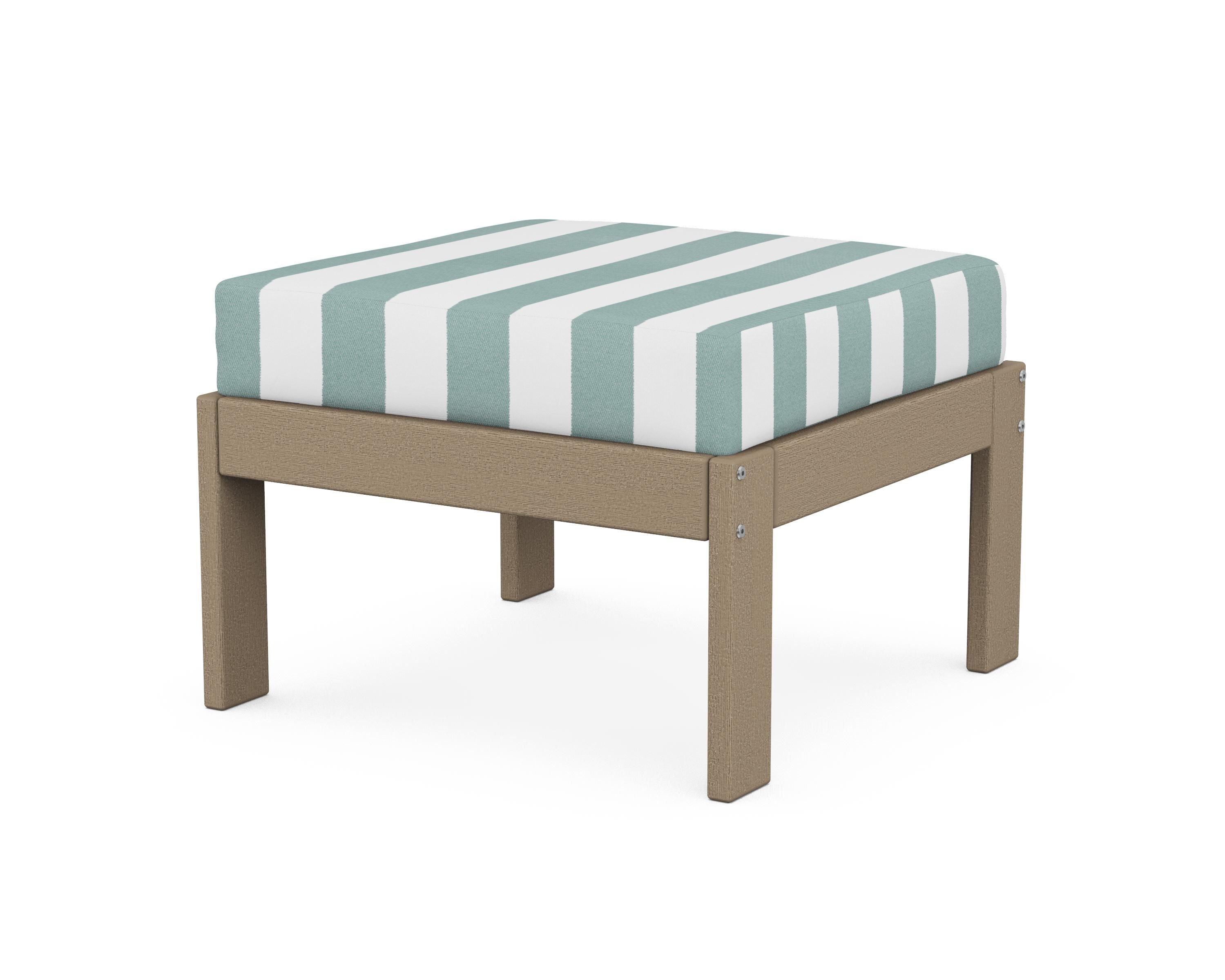 POLYWOOD® Vineyard Modular Ottoman in Vintage Sahara / Cabana Stripe Glacier Spa