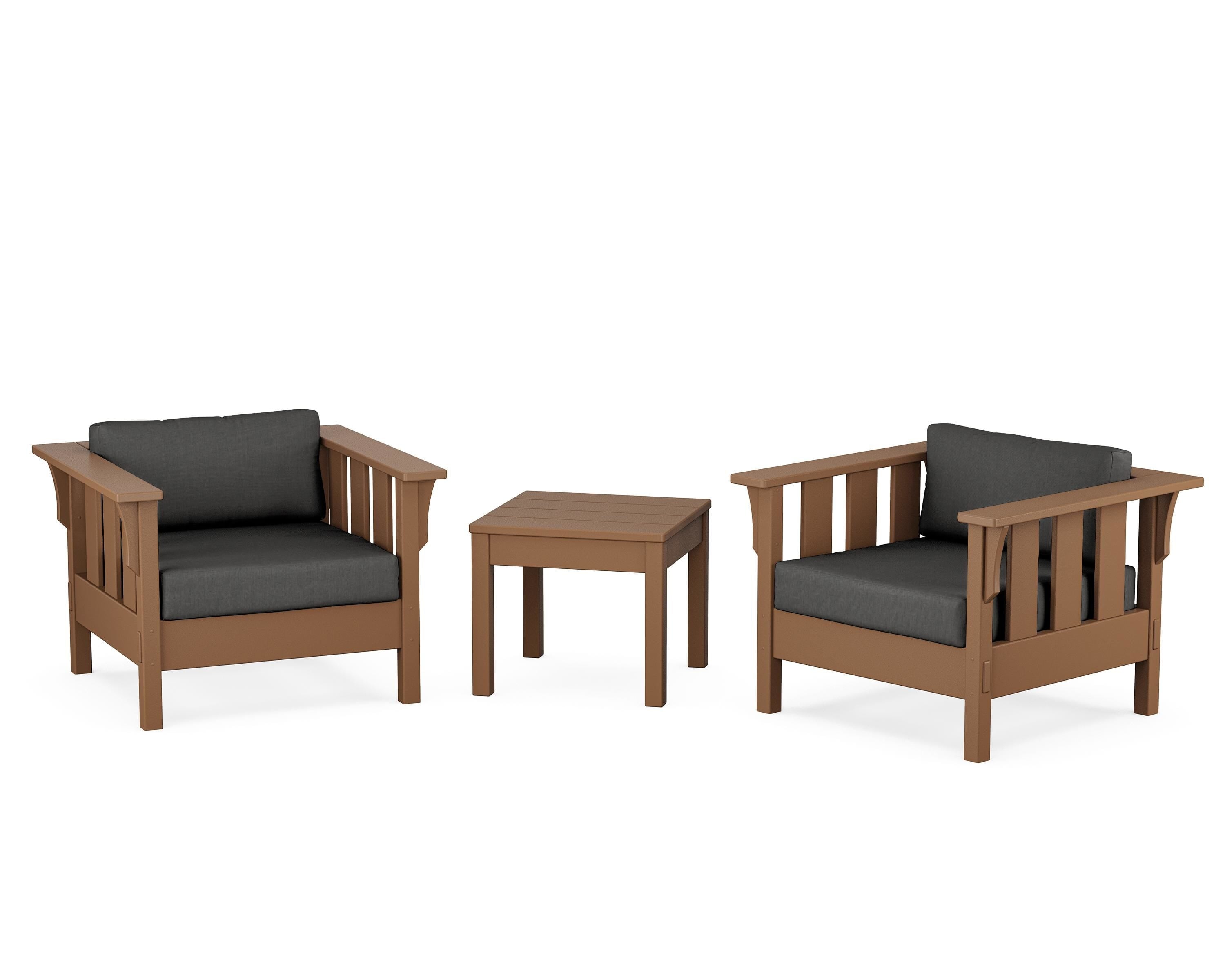 Martha Stewart by POLYWOOD® Acadia 3-Piece Deep Seating Set in Teak / Spectrum Carbon