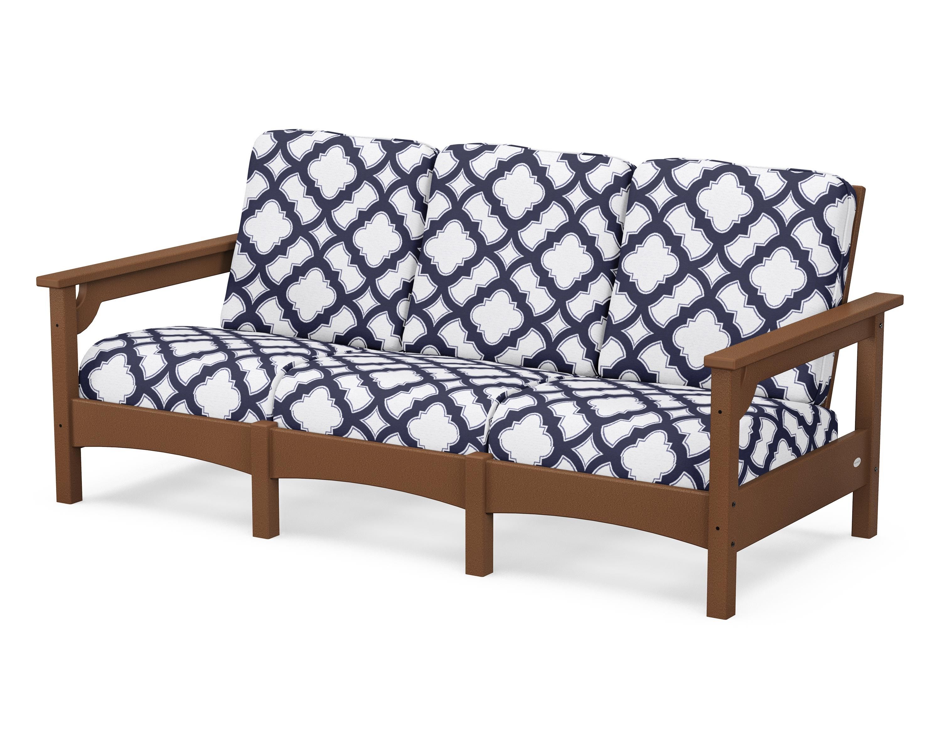 POLYWOOD® Club Sofa in Teak / Trellis Navy