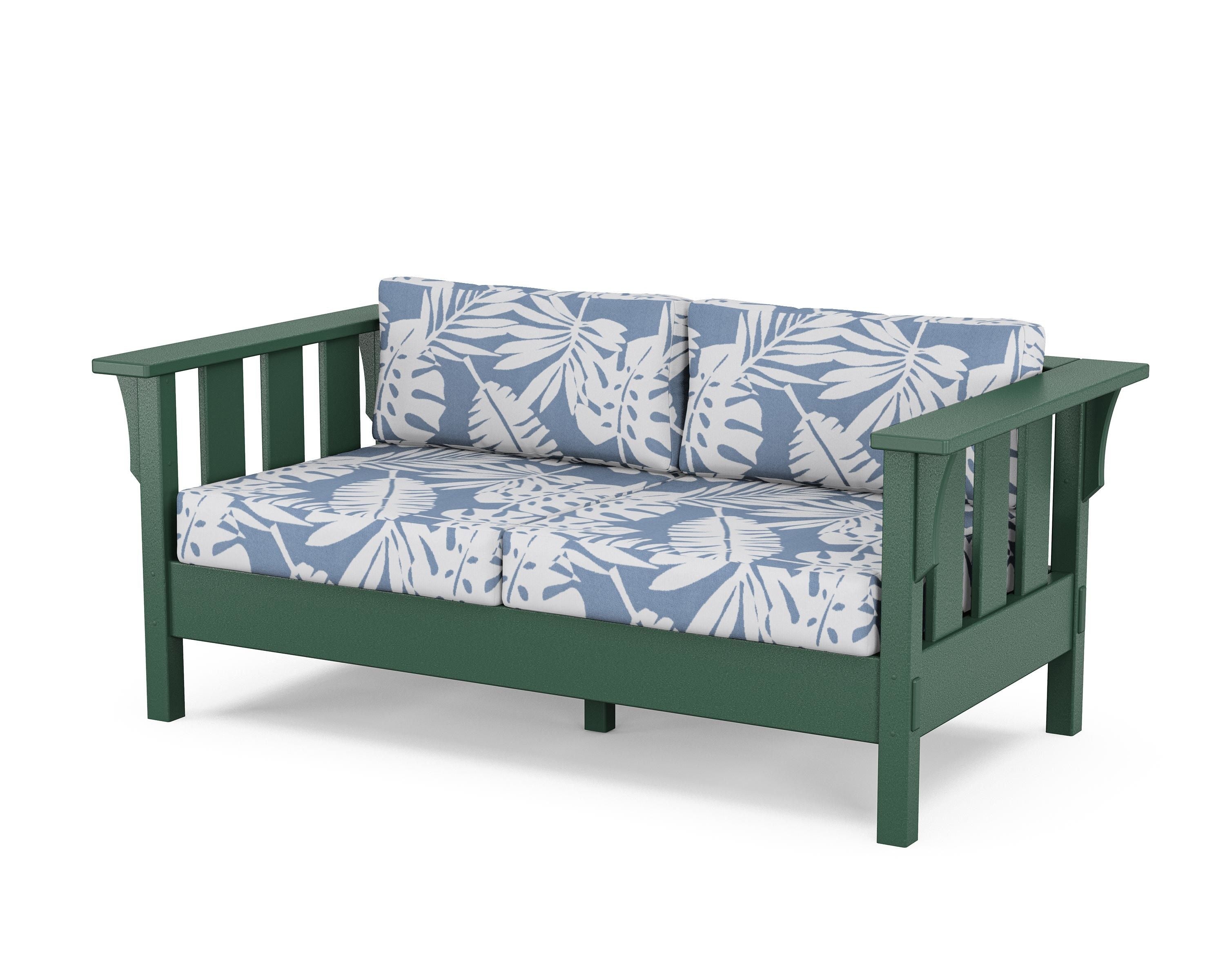 Martha Stewart by POLYWOOD® Acadia Deep Seating Loveseat in Green / Leaf Sky Blue