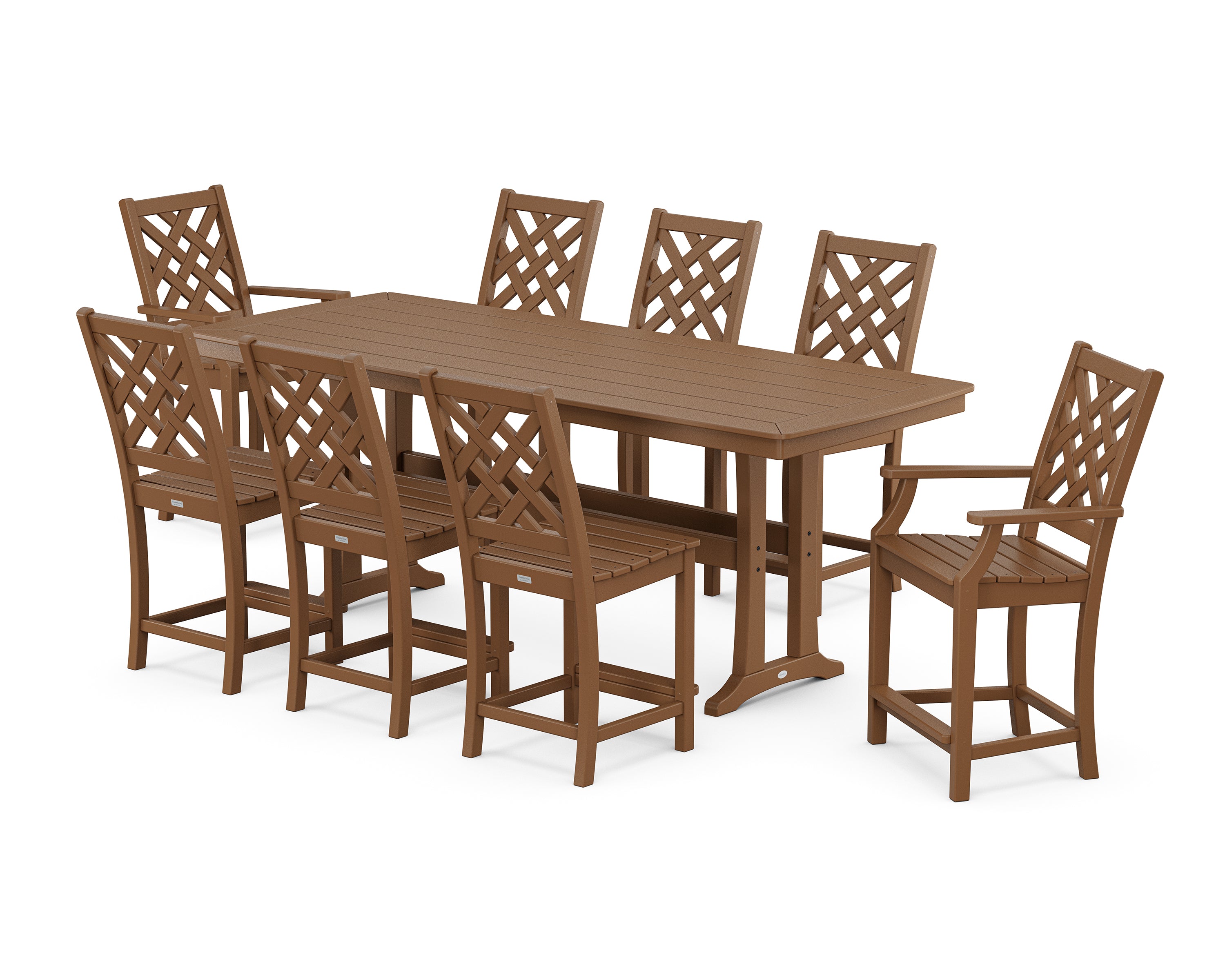 Country Living Wovendale 9-Piece Counter Set with Trestle Legs in Teak