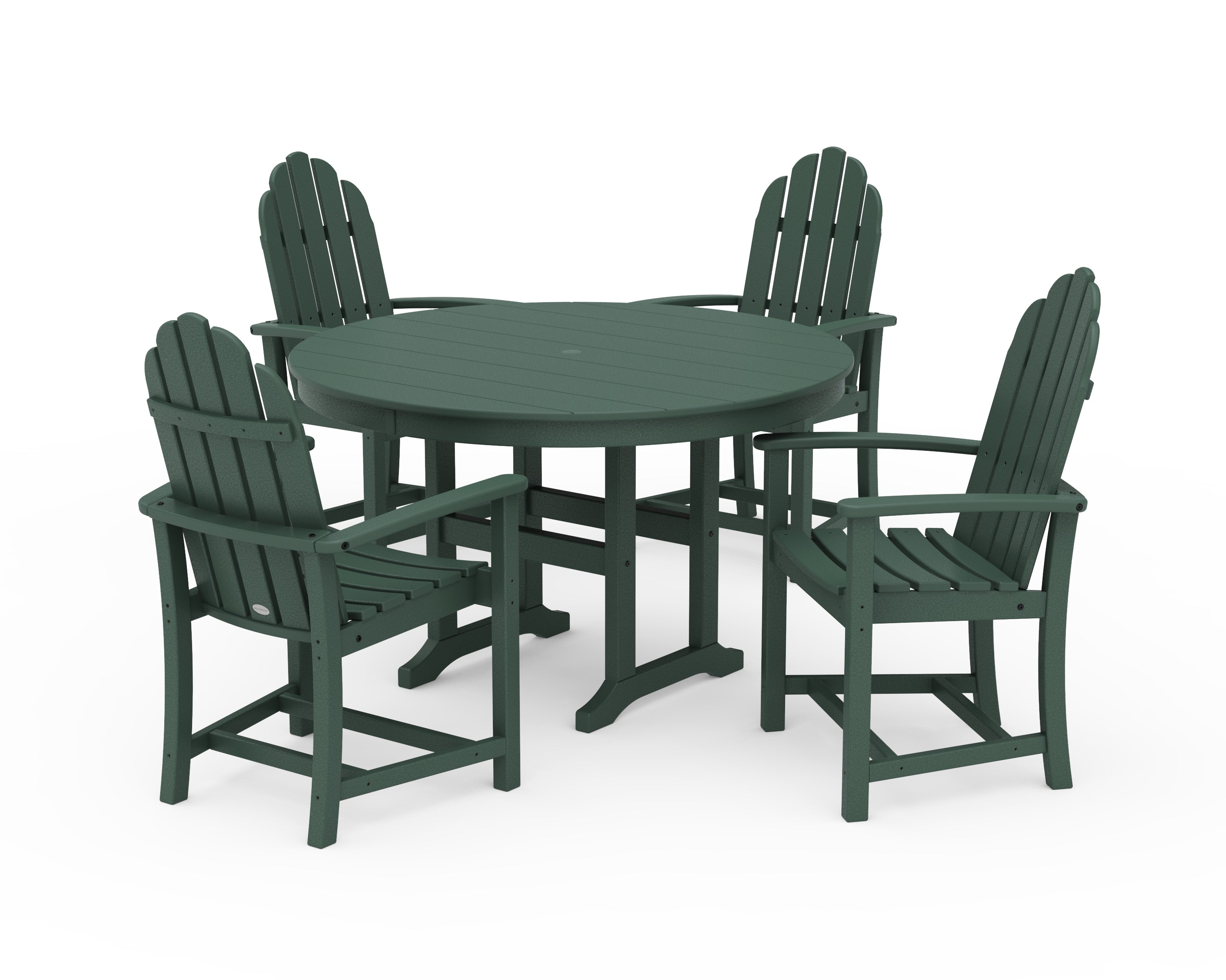 POLYWOOD® Classic Adirondack 5-Piece Round Farmhouse Dining Set in Green