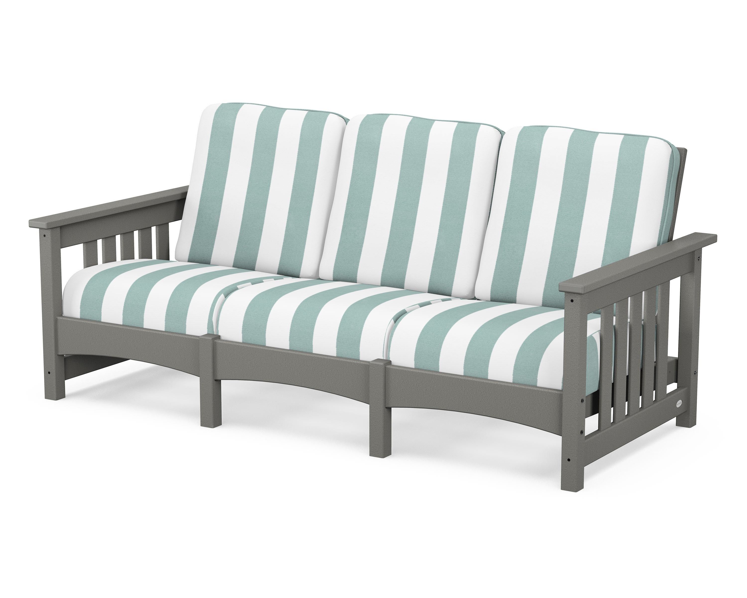 POLYWOOD® Club Mission Sofa in Slate Grey / Cabana Stripe Glacier Spa