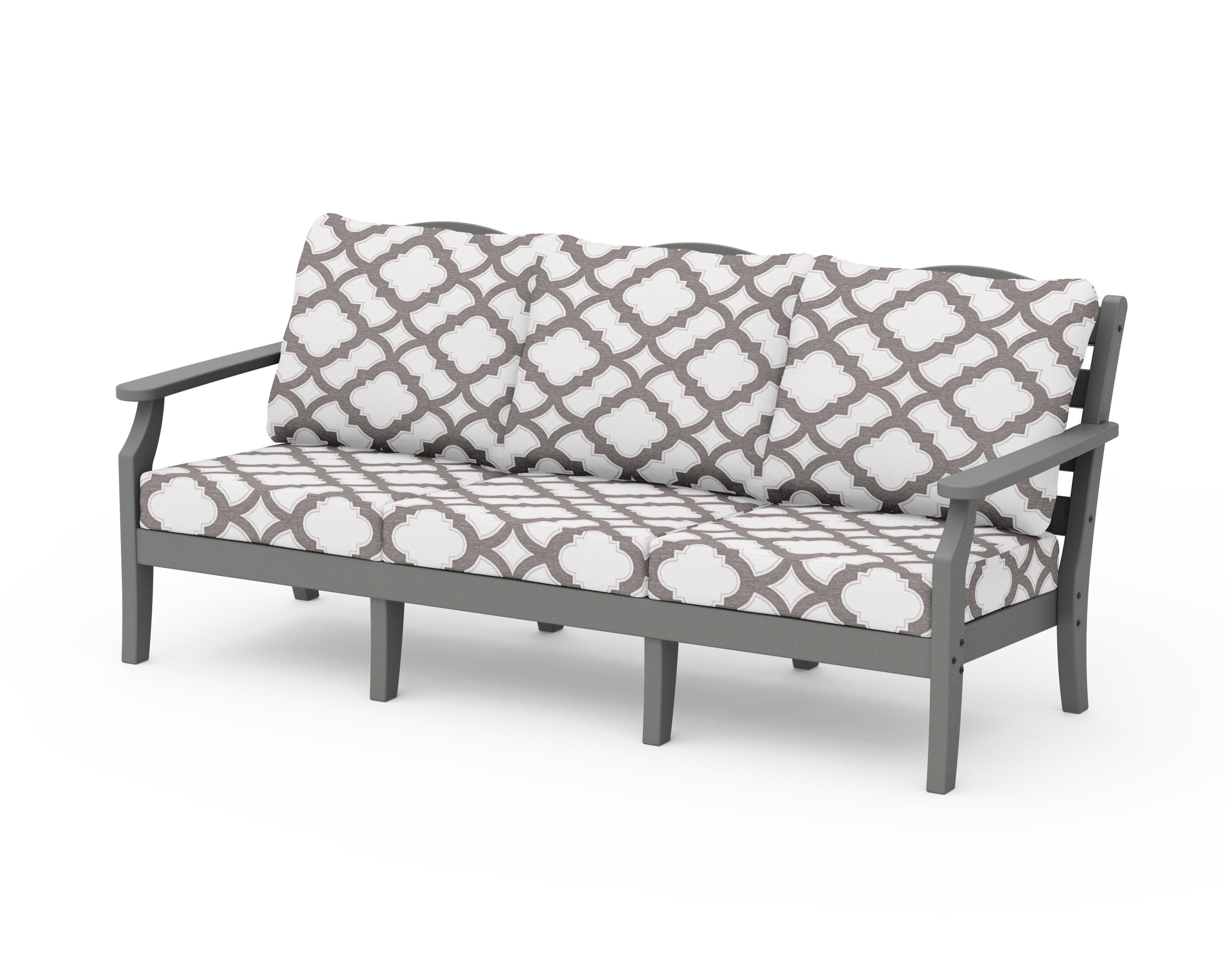 Draper James™ by POLYWOOD® Savannah Deep Seating Sofa in Slate Grey / Trellis Grey Mist