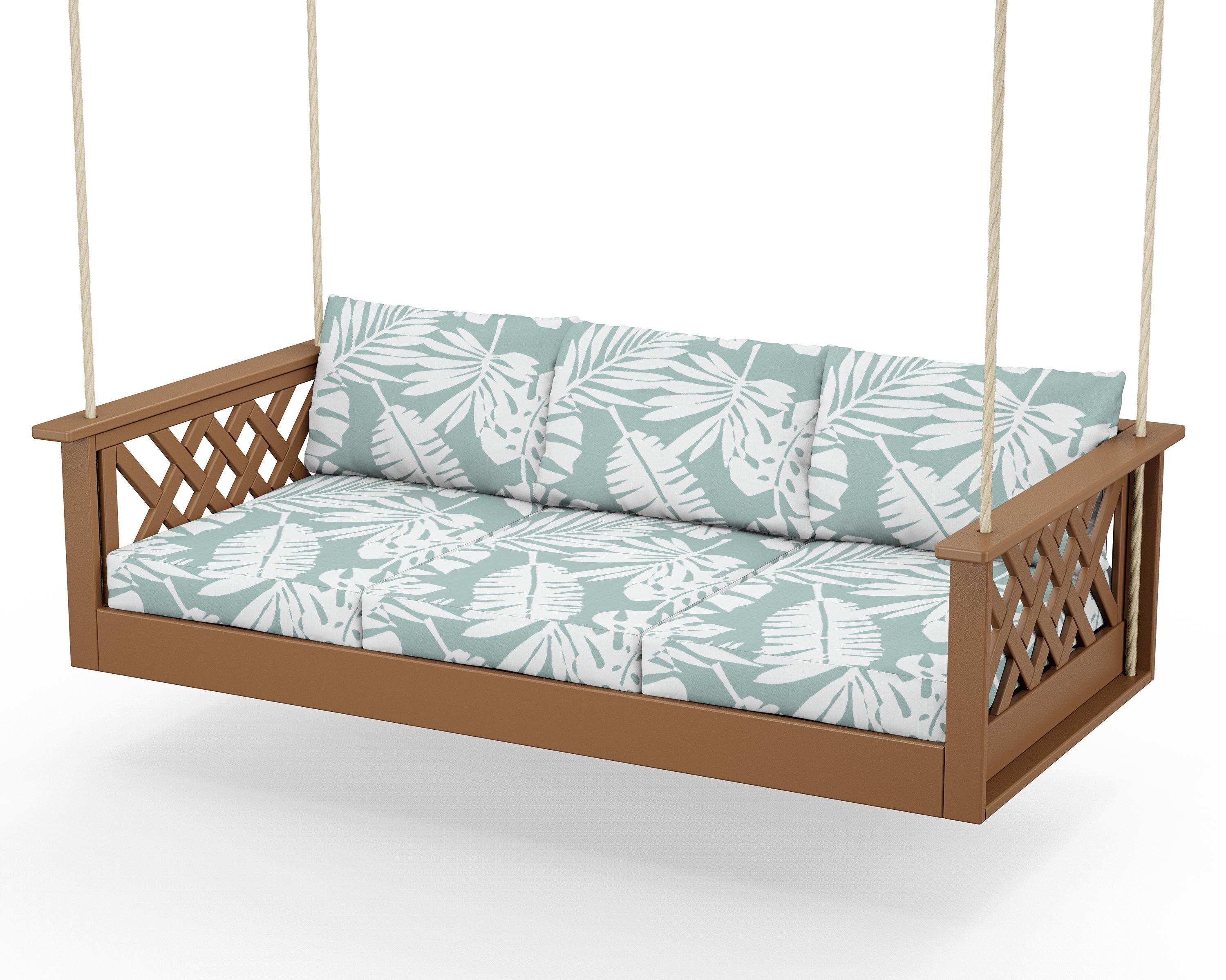 Country Living Wovendale Daybed Swing in Teak / Leaf Glacier Spa