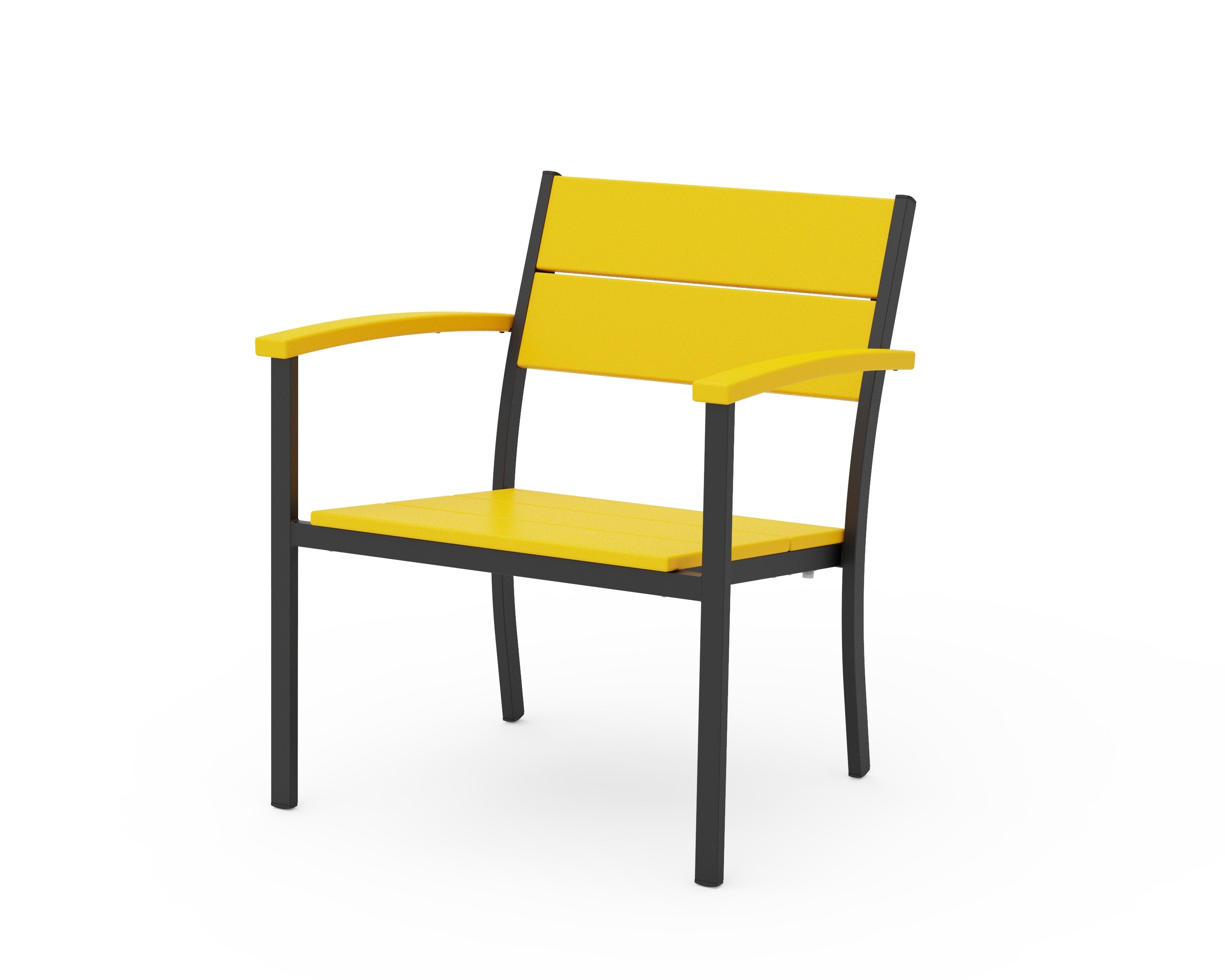 POLYWOOD® Main Street Stacking Lounge Arm Chair in Black / Lemon