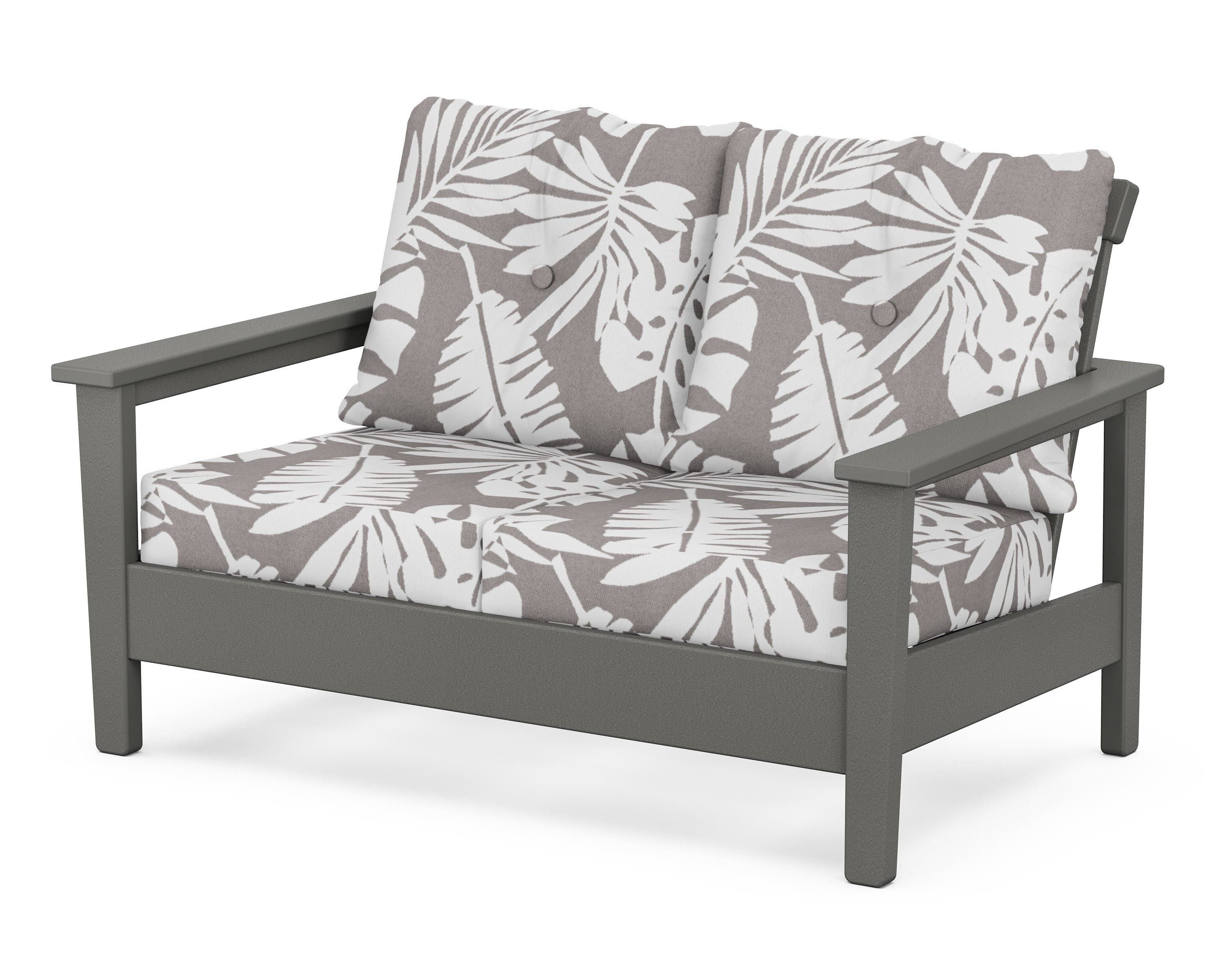 POLYWOOD® Prescott Deep Seating Loveseat in Slate Grey / Leaf Grey Mist