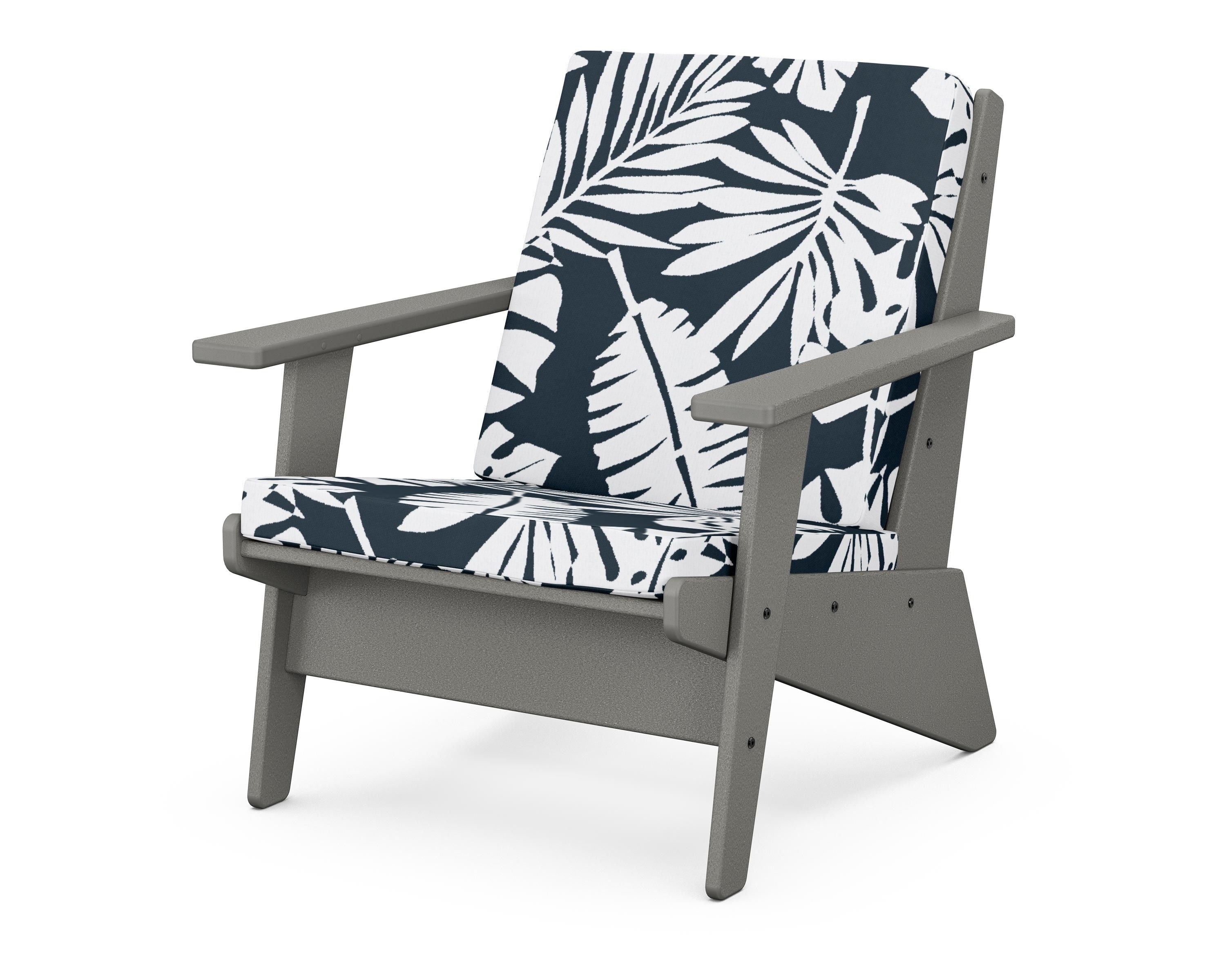 POLYWOOD® Riviera Modern Lounge Chair in Slate Grey / Leaf Marine Indigo
