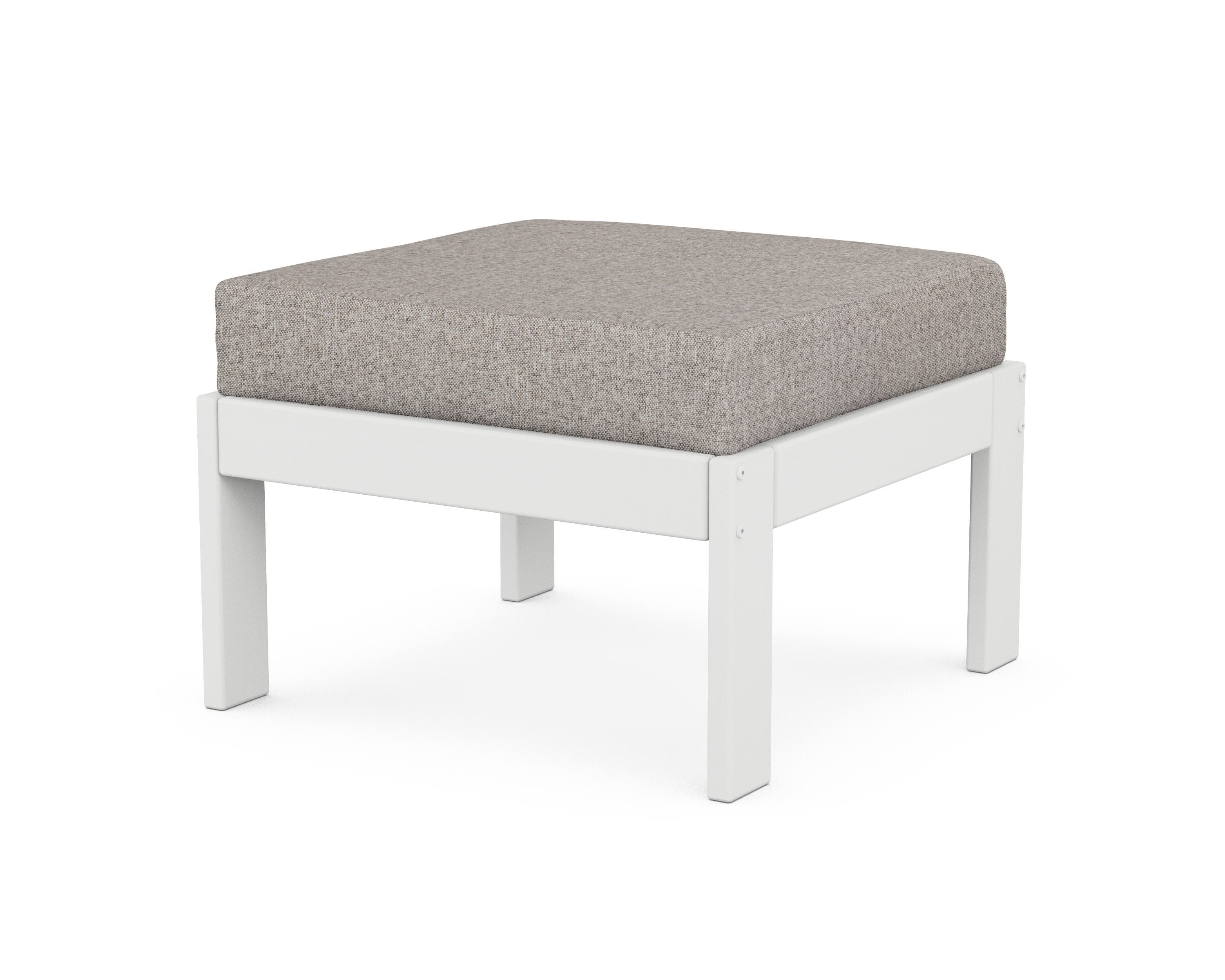 POLYWOOD® Vineyard Modular Ottoman in White / Weathered Tweed
