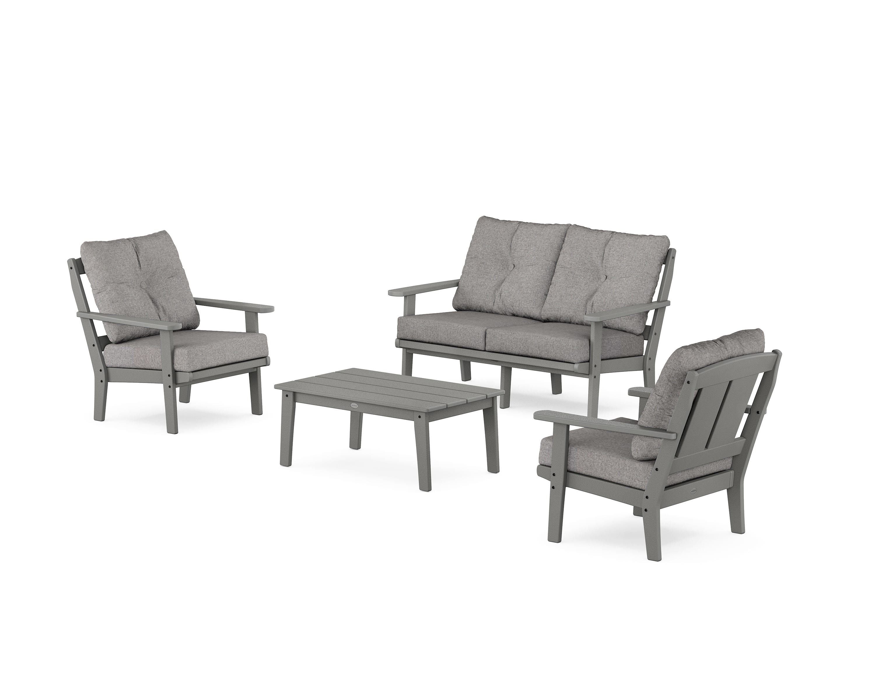 POLYWOOD® Mission 4-Piece Deep Seating Set with Loveseat in Slate Grey / Grey Mist