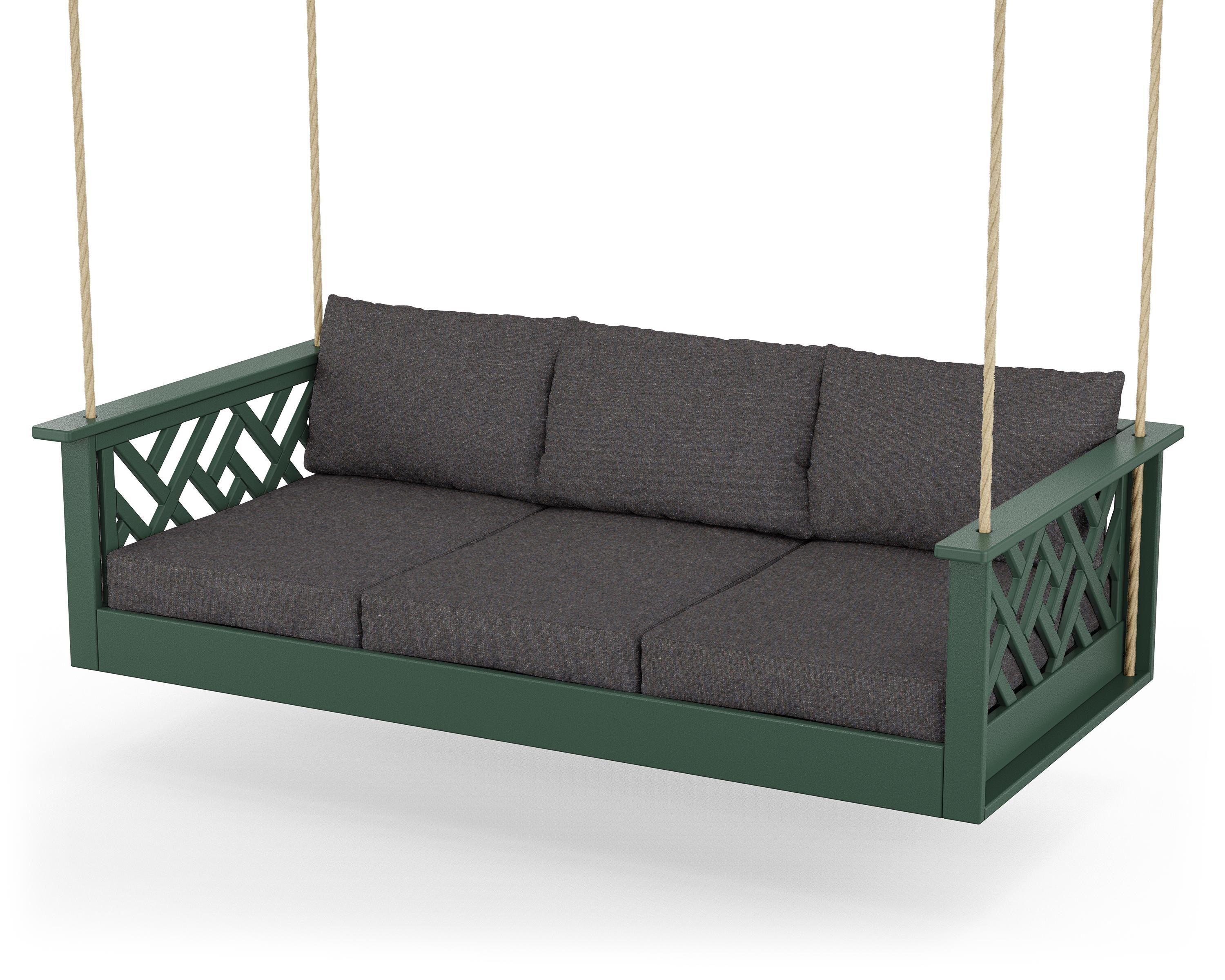 POLYWOOD® Chippendale Daybed Swing in Green / Ash Charcoal