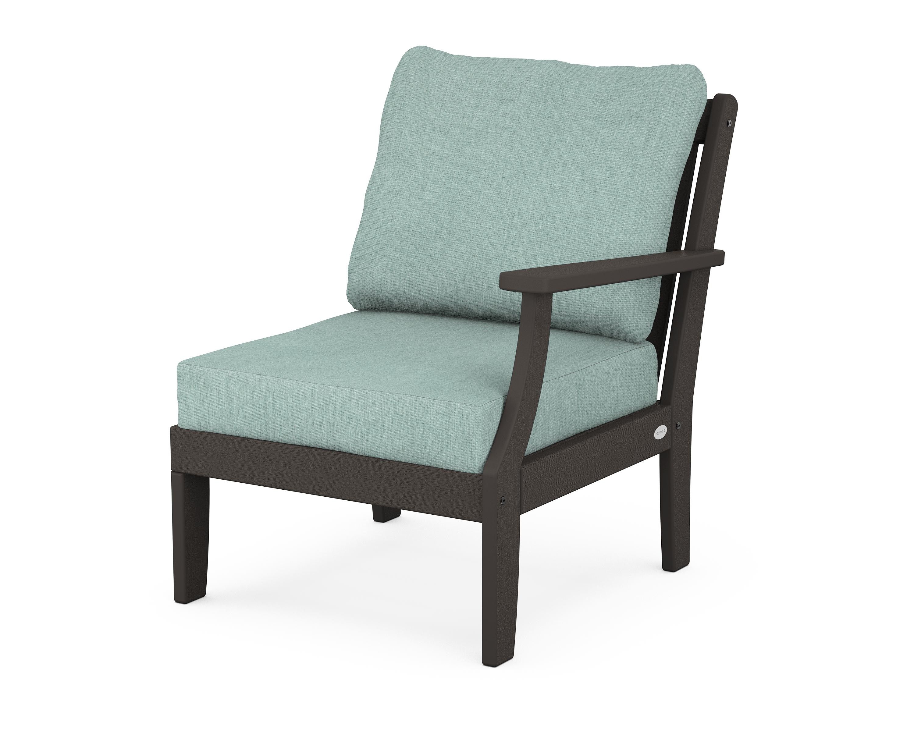 POLYWOOD® Braxton Modular Right Arm Chair in Vintage Coffee / Glacier Spa