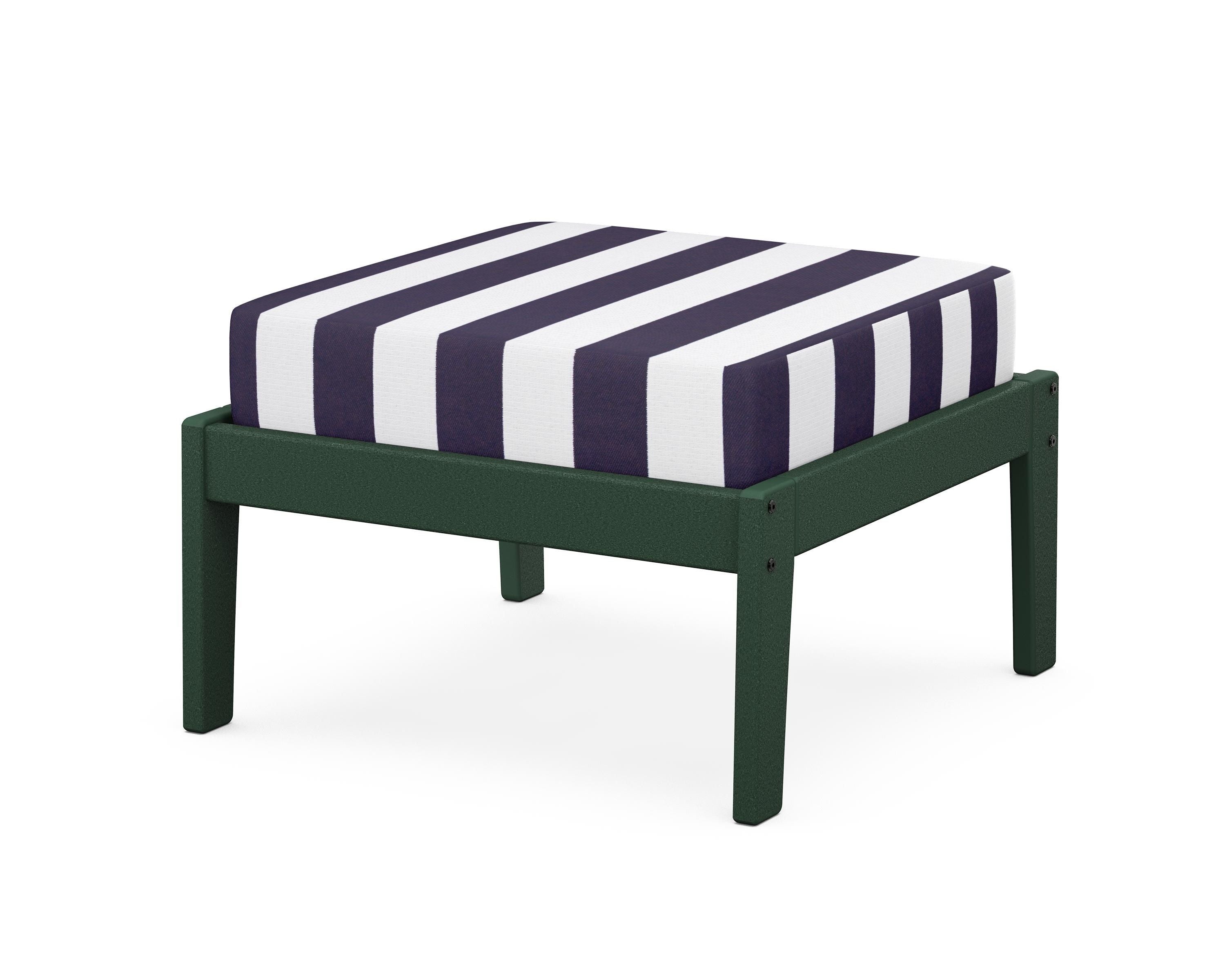 Unbranded Deep Seating Ottoman in Green / Cabana Stripe Navy
