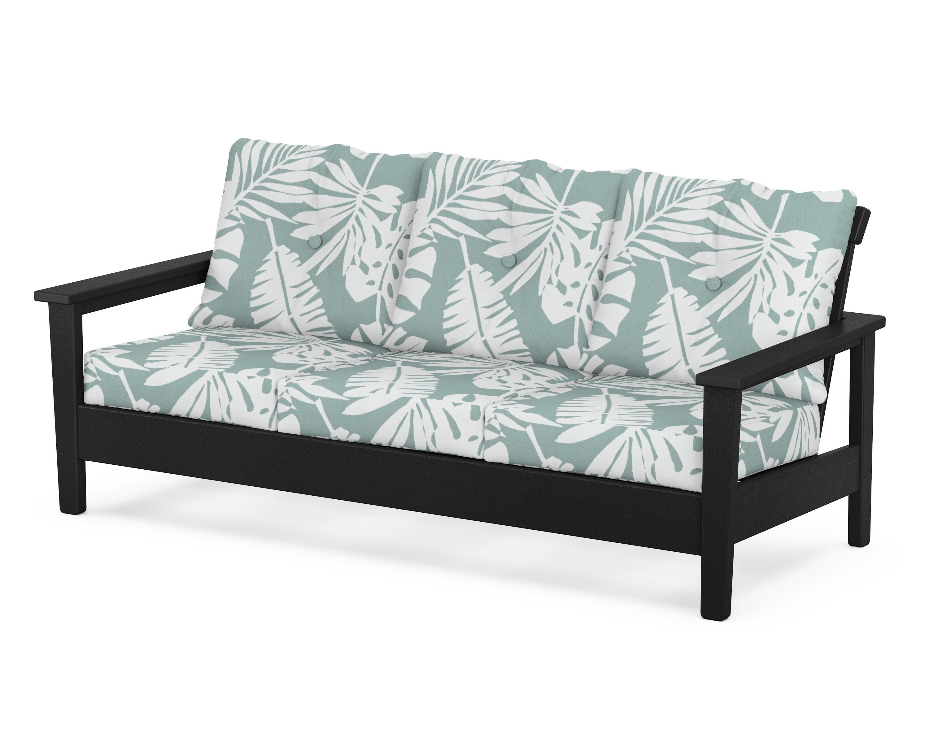 POLYWOOD® Prescott Deep Seating Sofa in Black / Leaf Glacier Spa