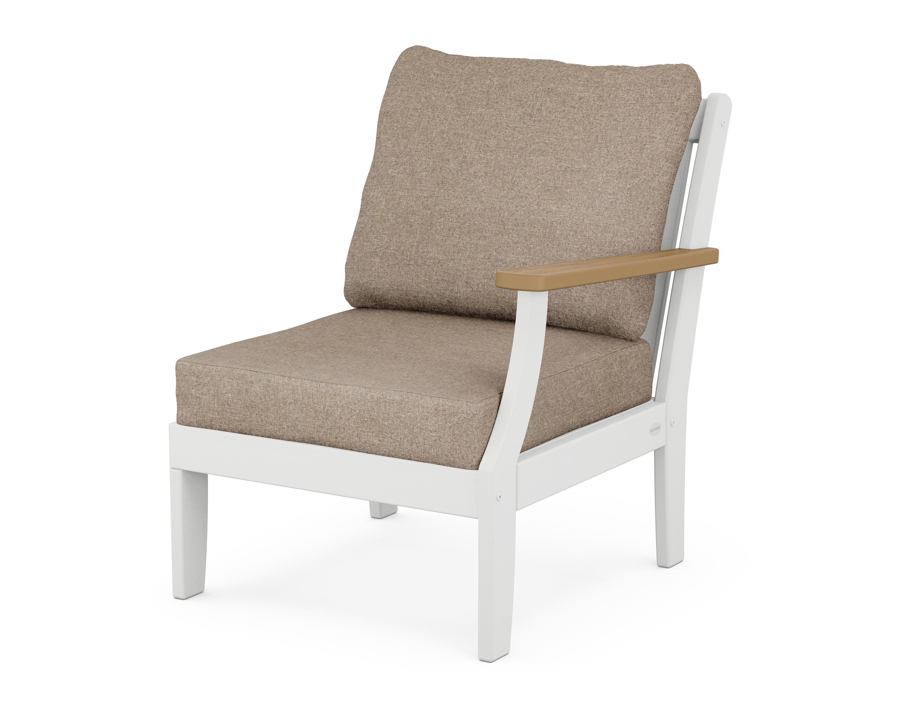 POLYWOOD® Braxton Modular Right Arm Chair in White / Natural / Spiced Burlap