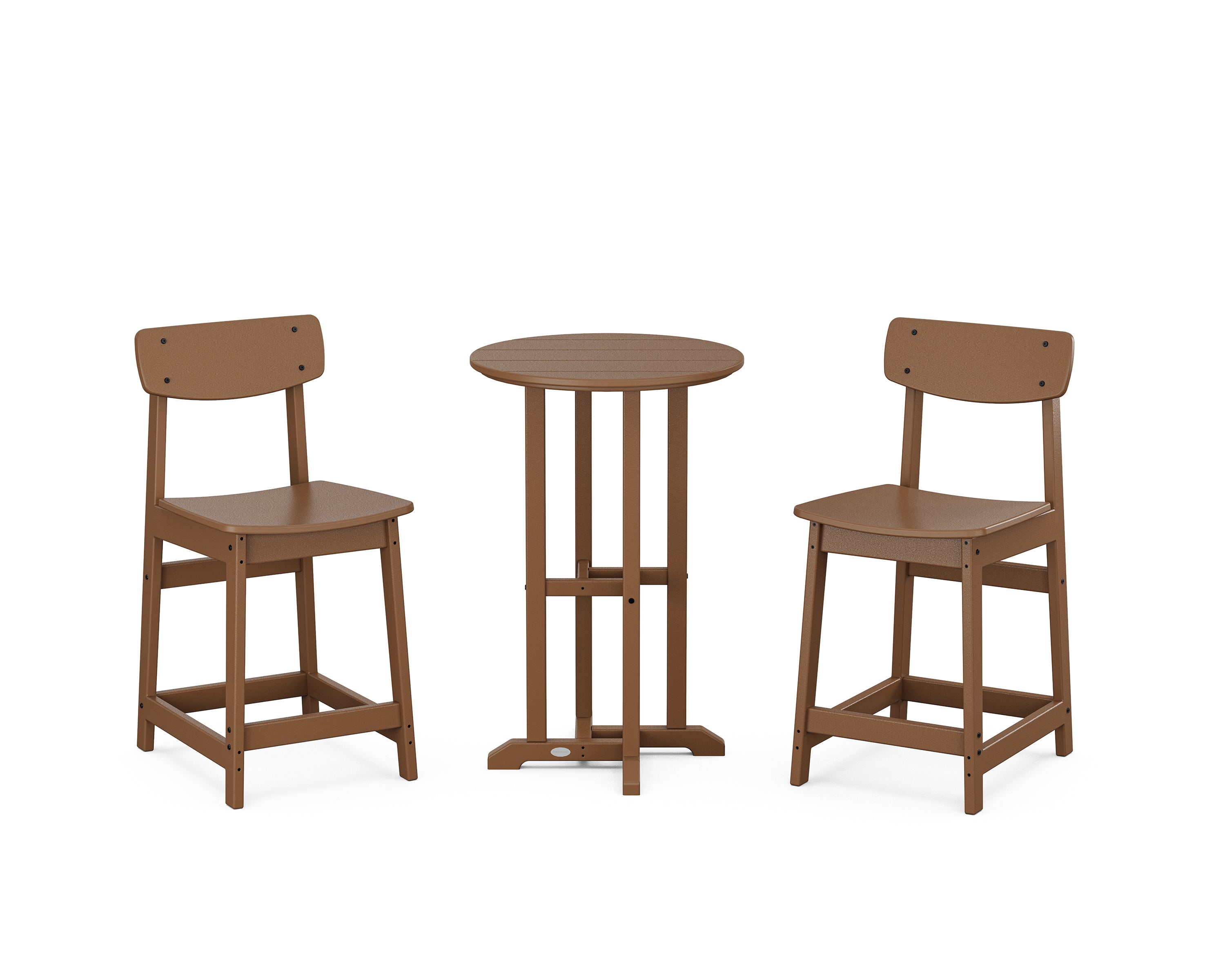 POLYWOOD® Modern Studio Urban Chair 3-Piece Bistro Counter Set in Teak