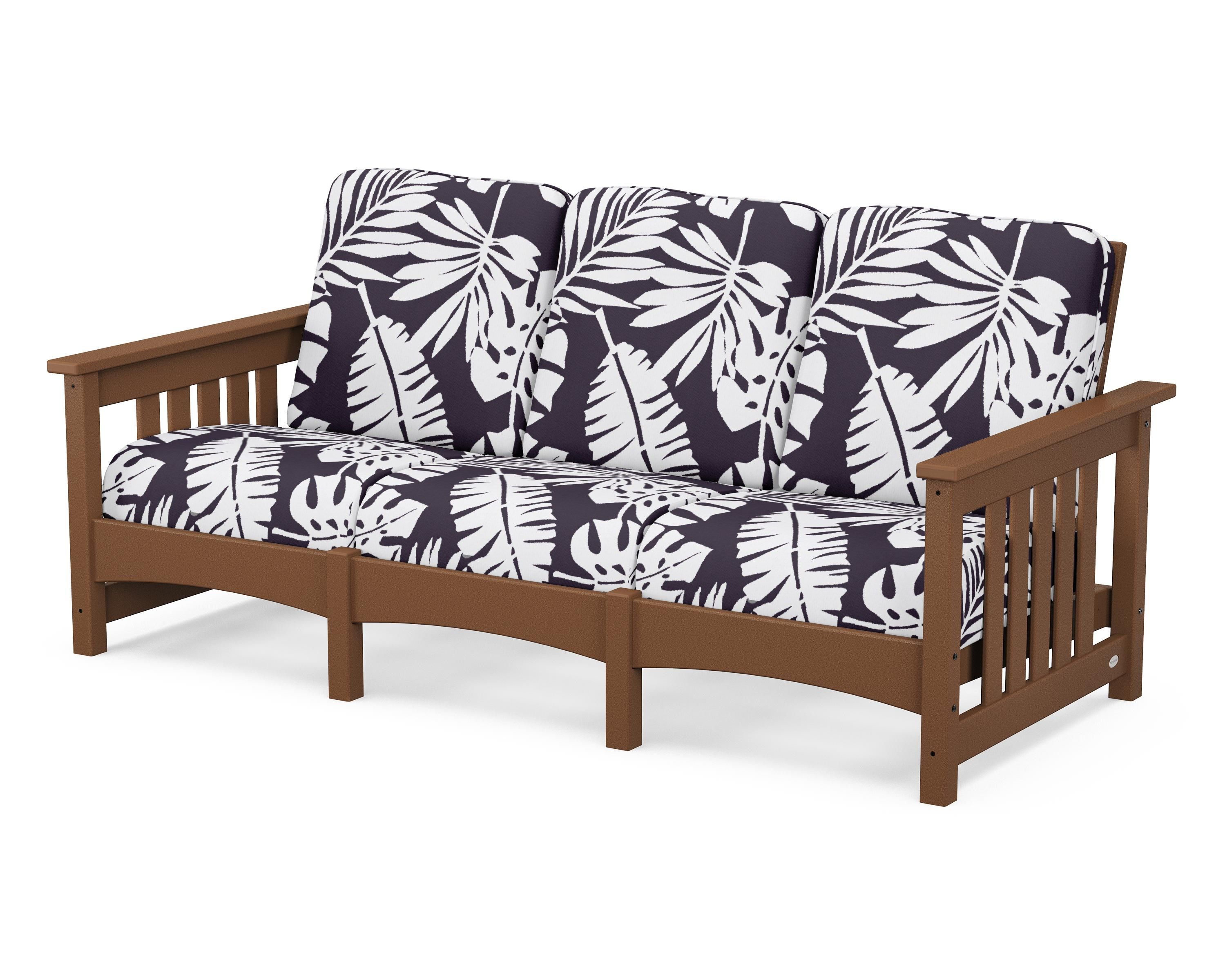 POLYWOOD® Club Mission Sofa in Teak / Leaf Navy