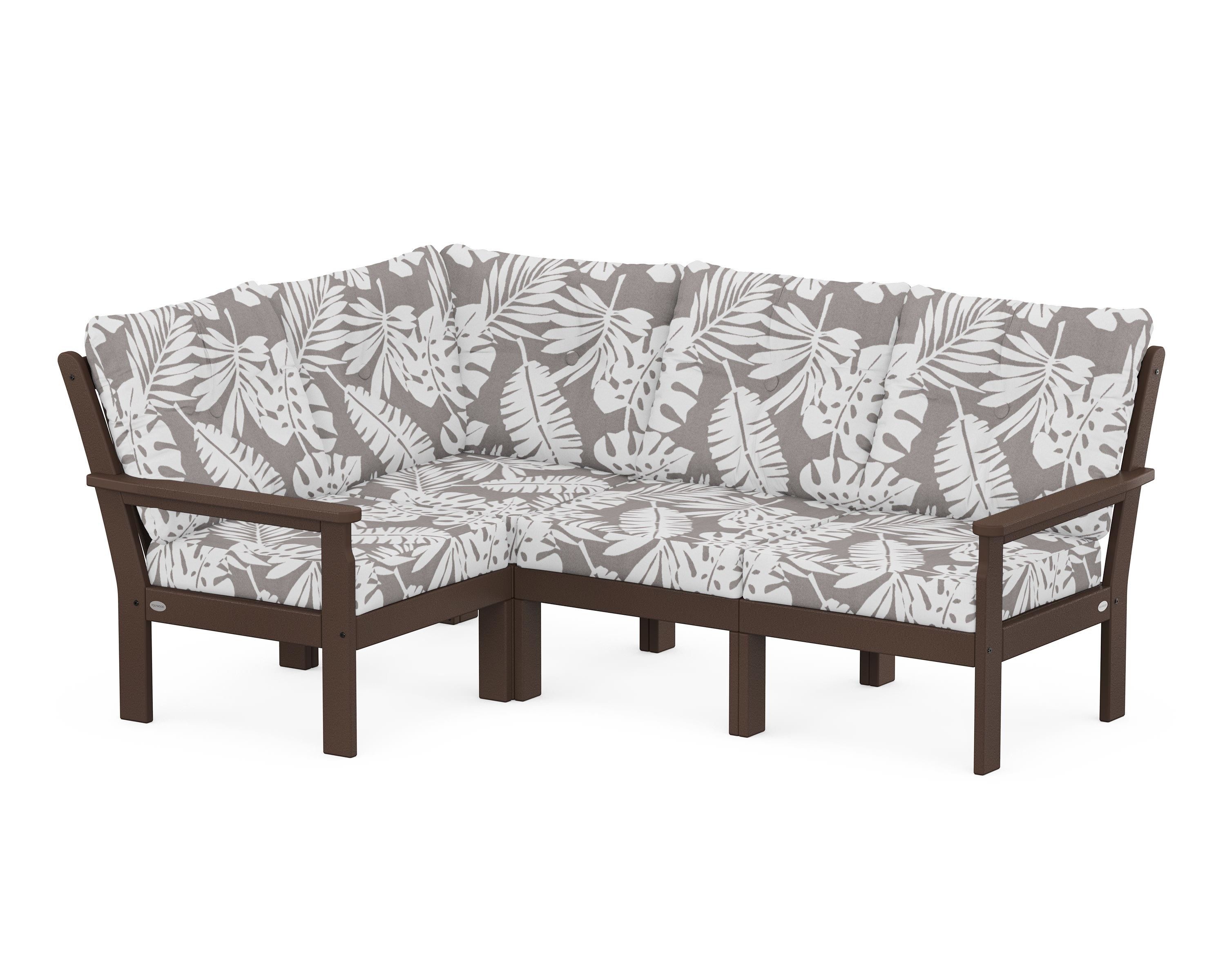 POLYWOOD® Vineyard 4-Piece Sectional in Mahogany / Leaf Grey Mist