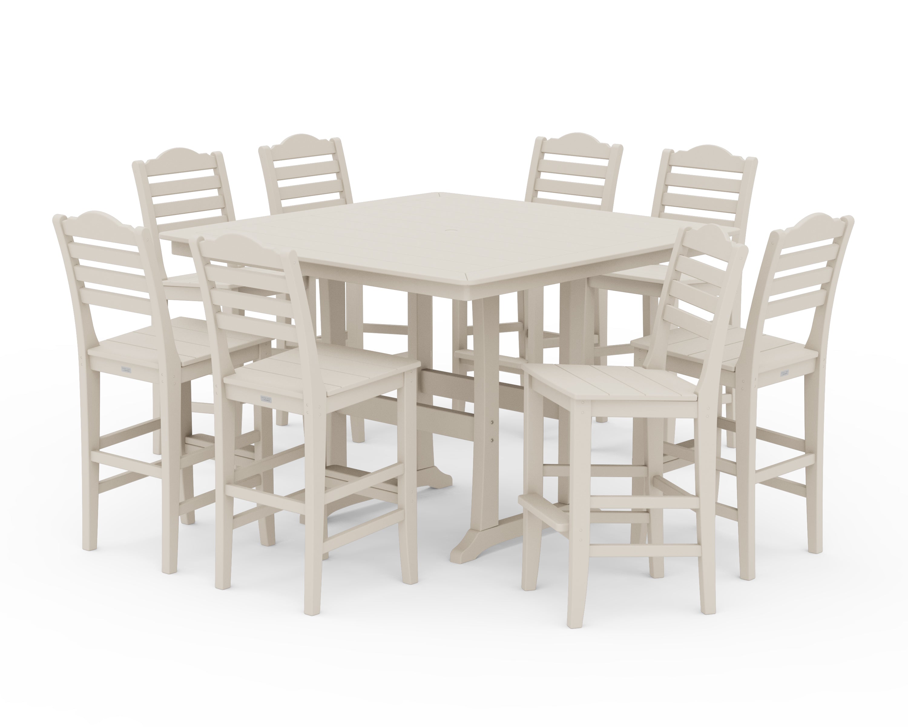 Draper James™ by POLYWOOD® Savannah Side Chair 9-Piece Square Bar Set with Trestle Legs in Sand