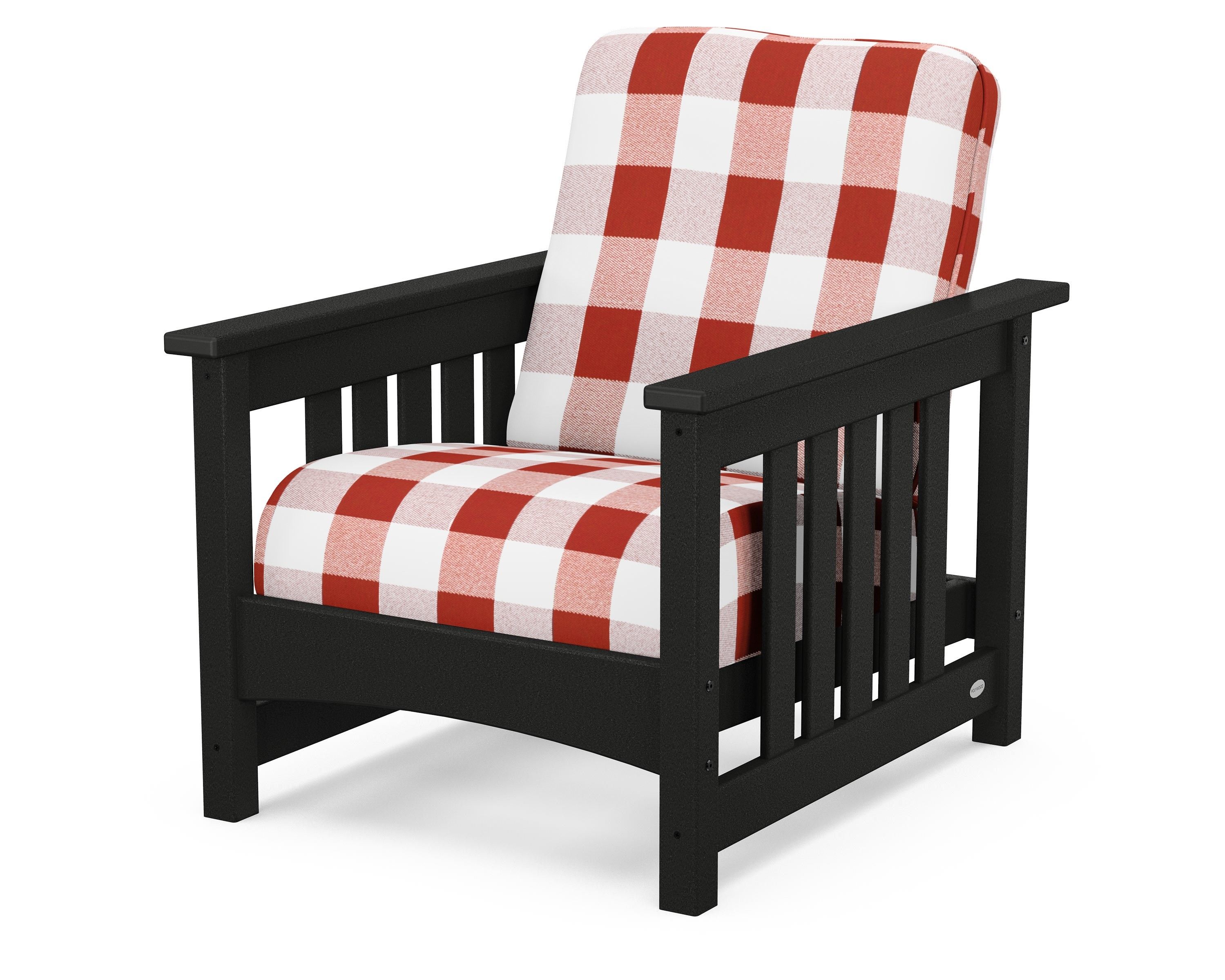 POLYWOOD® Club Mission Chair in Black / Buffalo Plaid Crimson